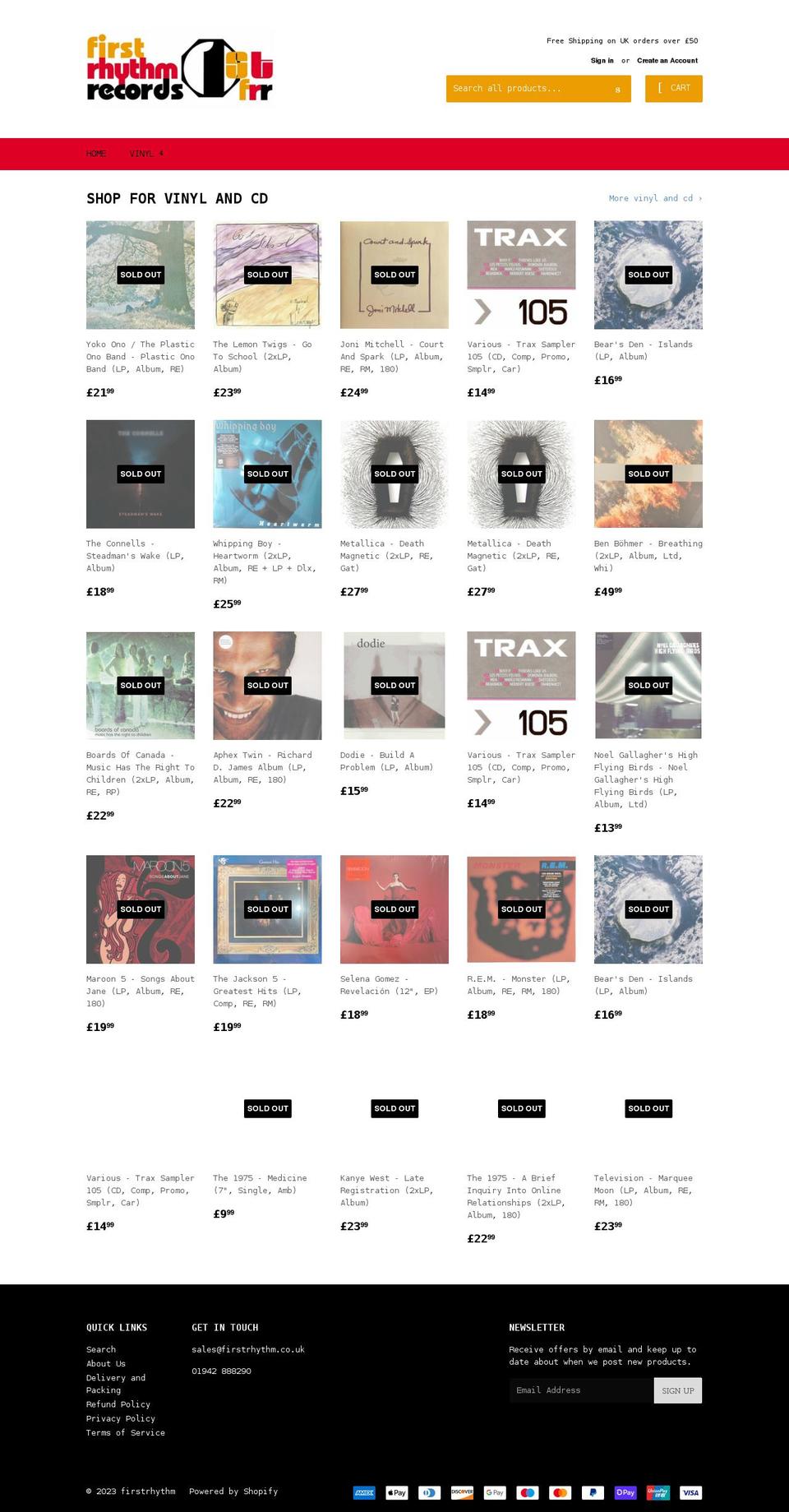 firstrhythmrecords.co.uk shopify website screenshot