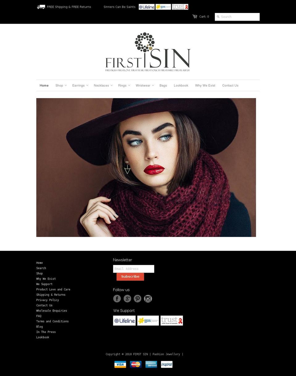 firstsin.com.au shopify website screenshot