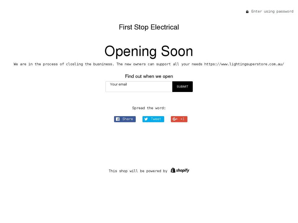 firststop.com.au shopify website screenshot
