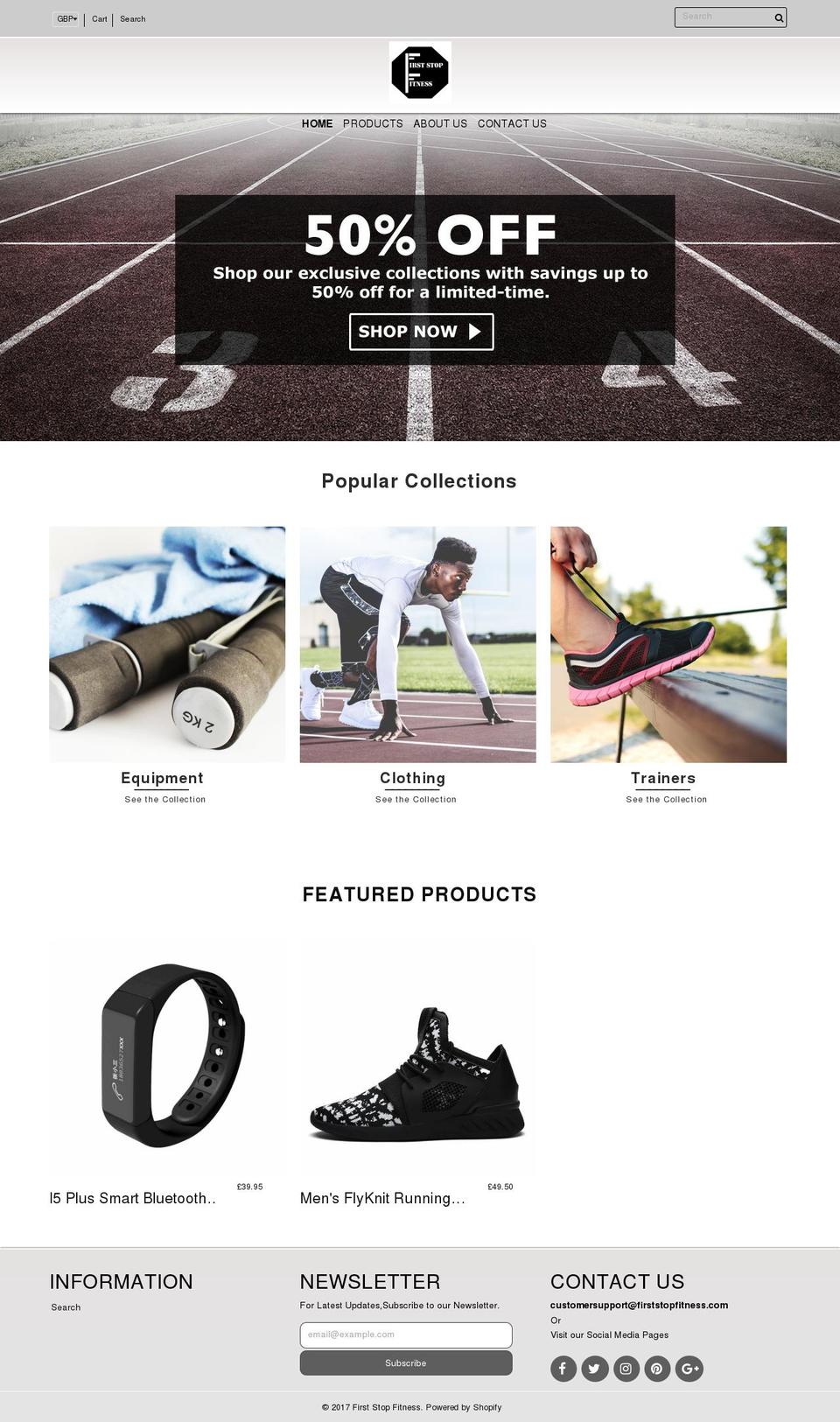 Active Shopify theme site example firststopfitness.com