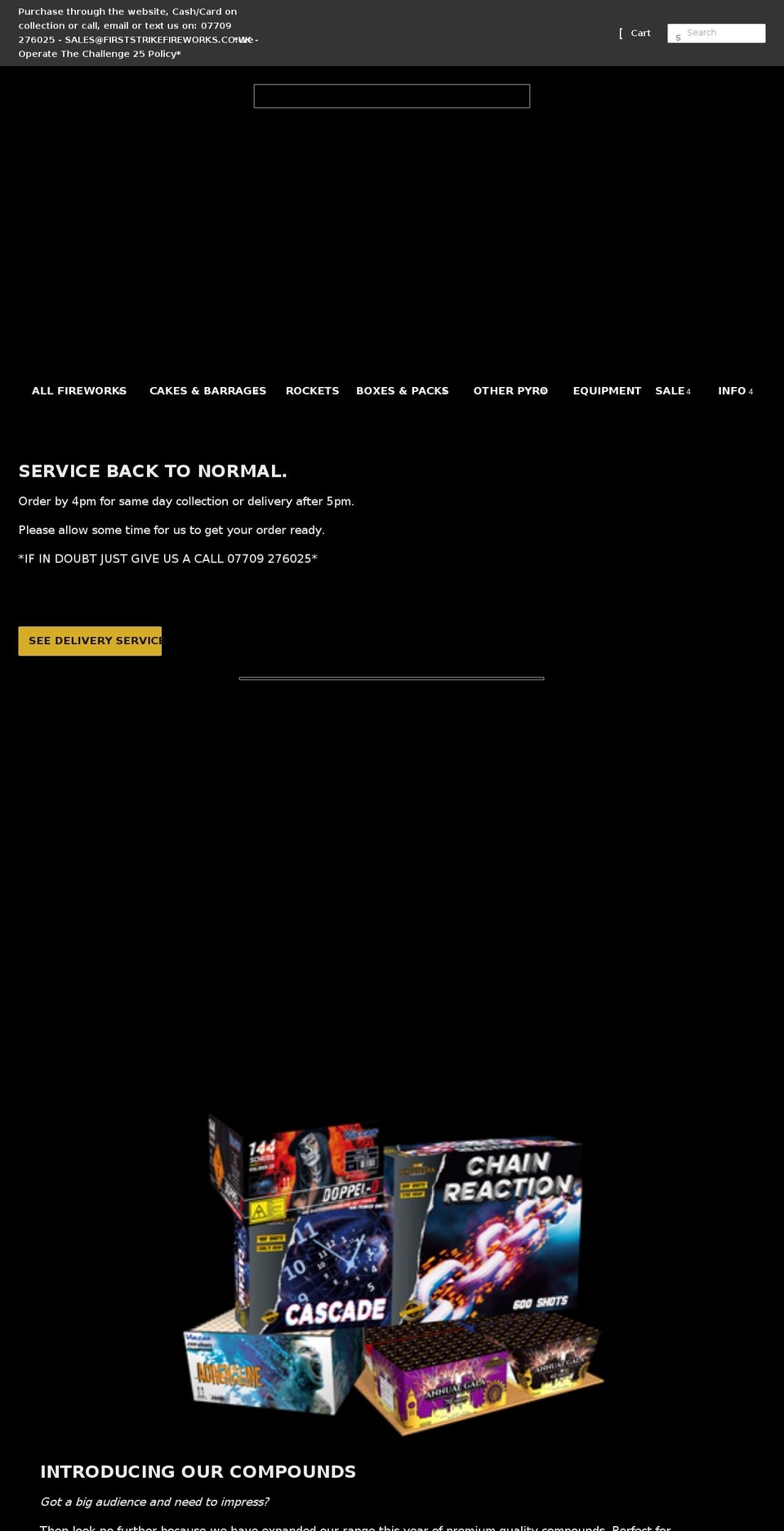 firststrikefireworks.co.uk shopify website screenshot