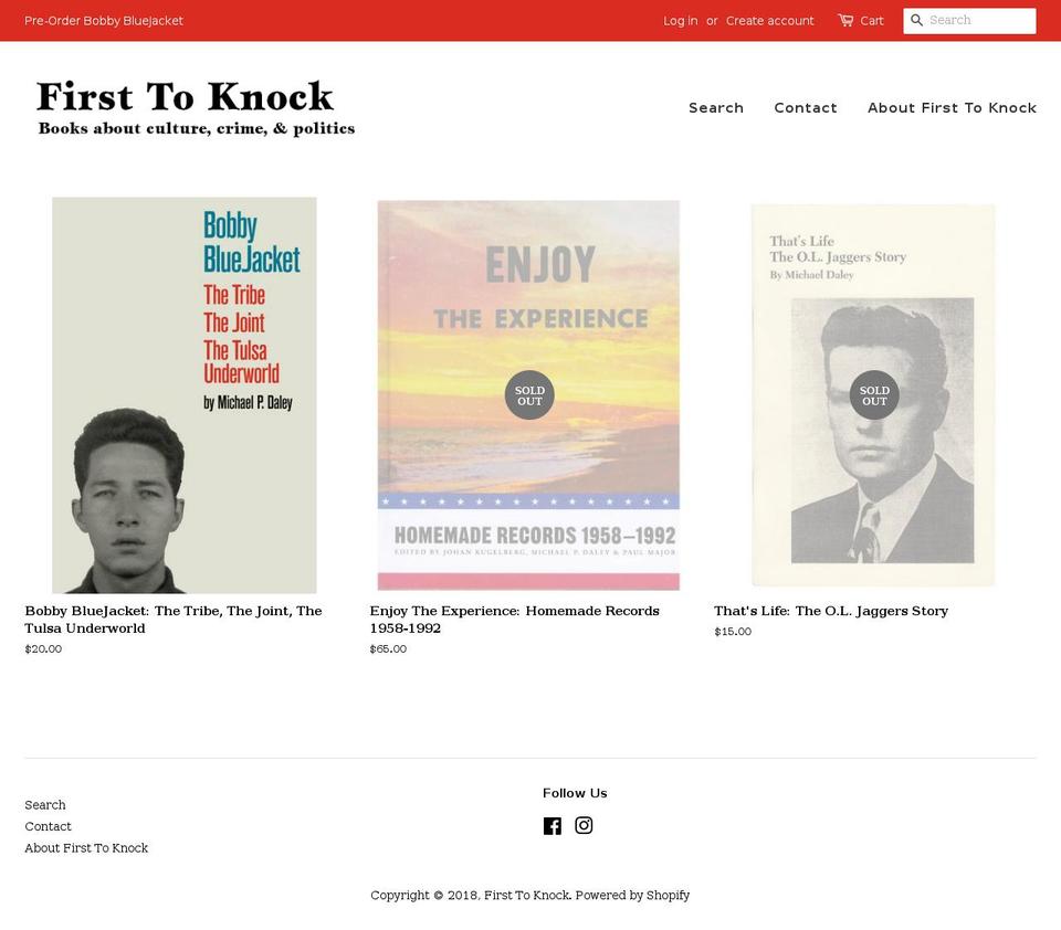 firsttoknock.com shopify website screenshot