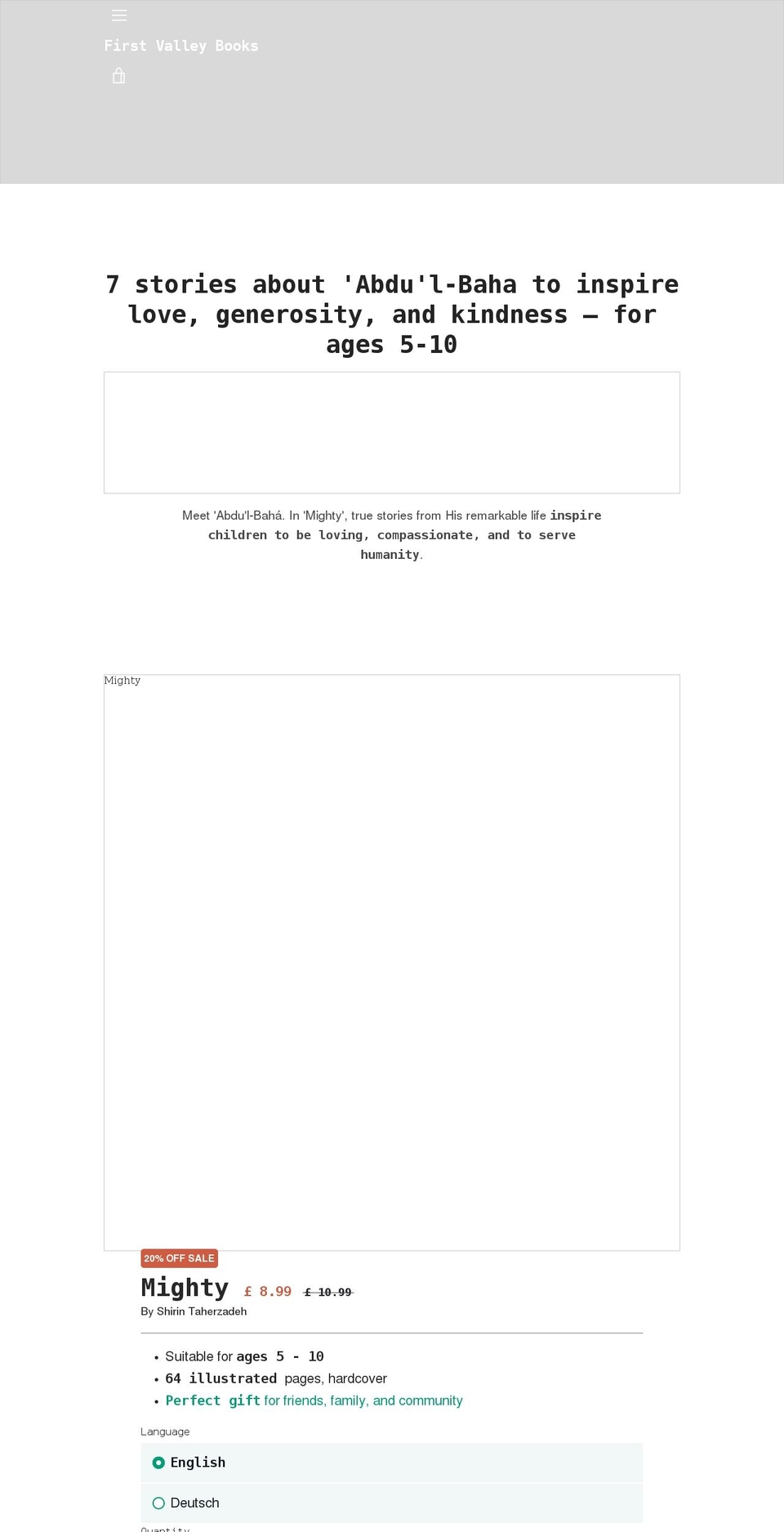 firstvalleybooks.com shopify website screenshot