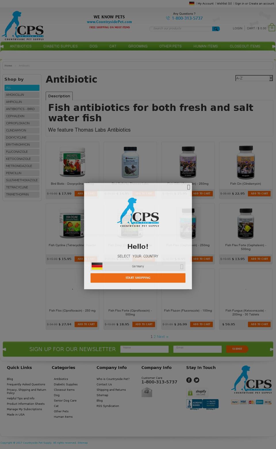 fish-antibiotics.com shopify website screenshot