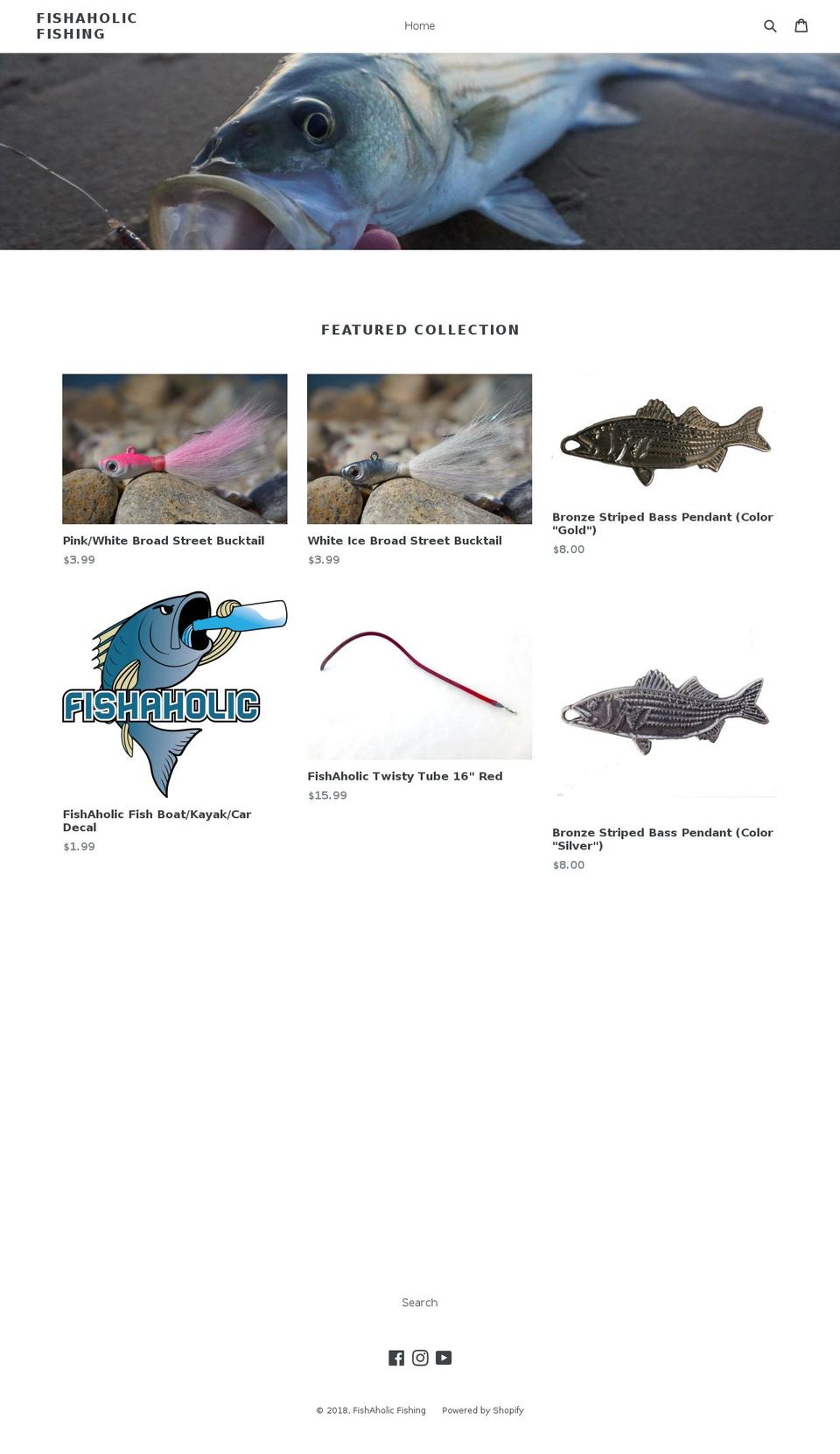 fishaholicfishing.com — Shopify storefront screenshot