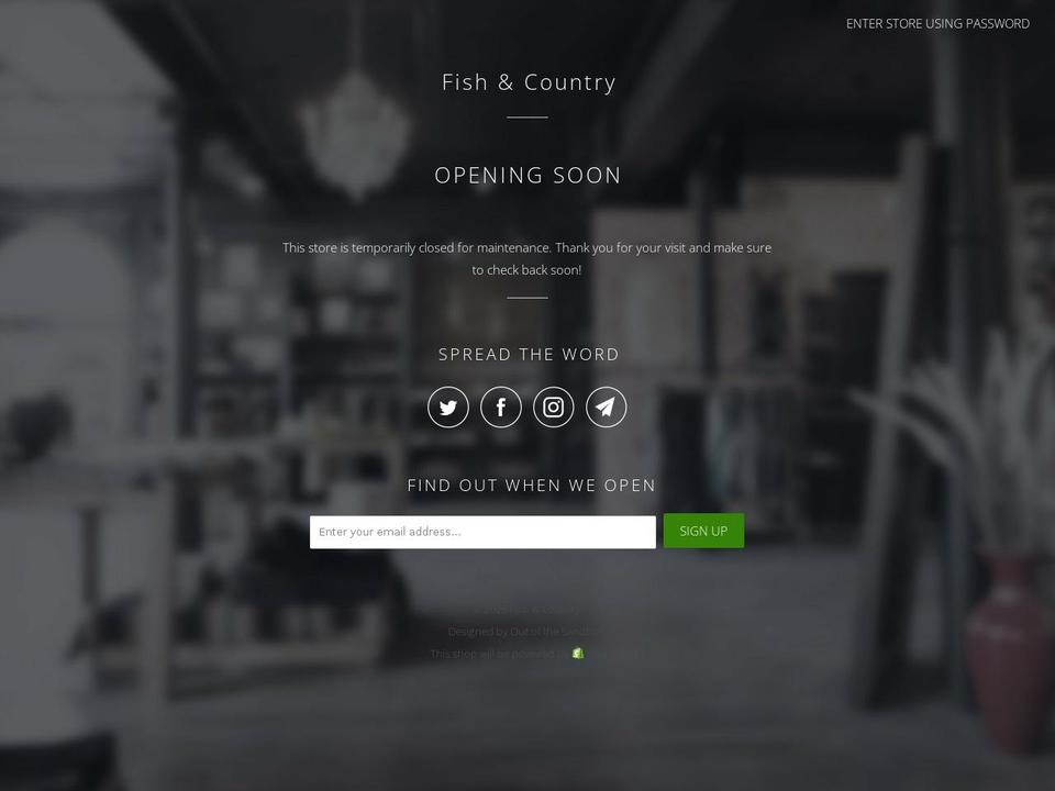 fishandcountry.com — Shopify storefront screenshot