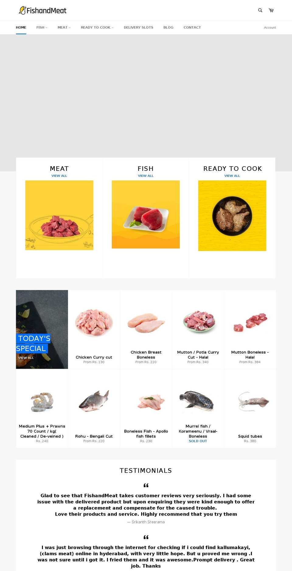 fishandmeat.in shopify website screenshot