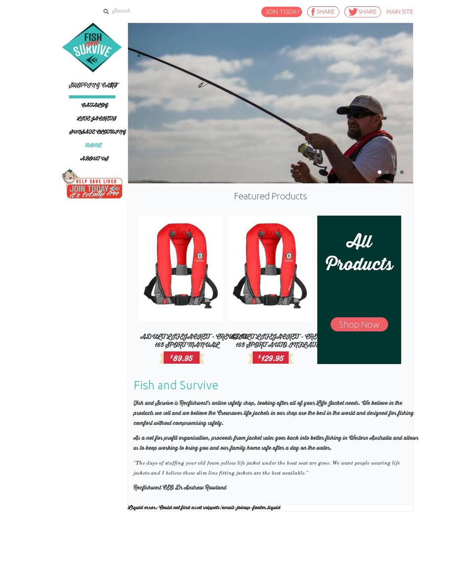 fishandsurvive.com.au shopify website screenshot