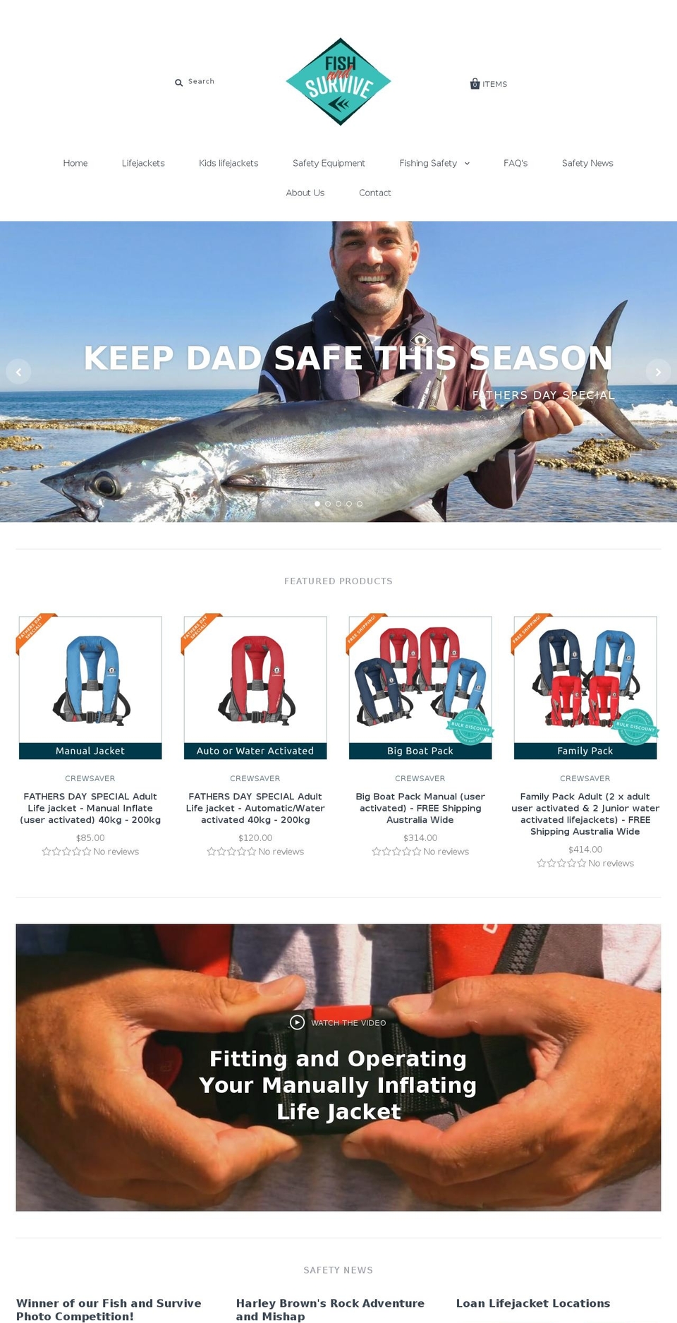 fishandsurvive.org.au shopify website screenshot