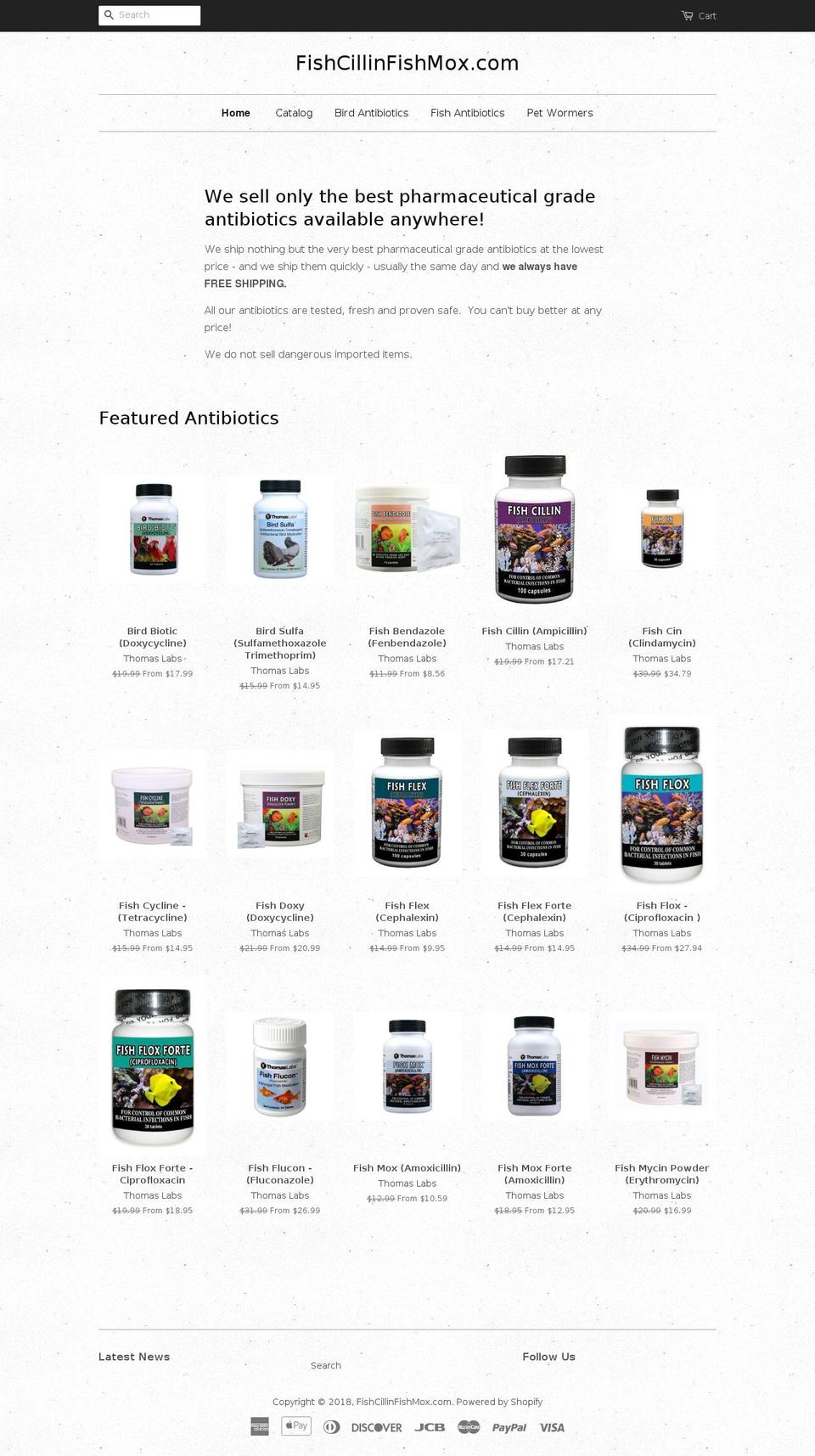 fishcillinfishmox.com — Shopify storefront screenshot