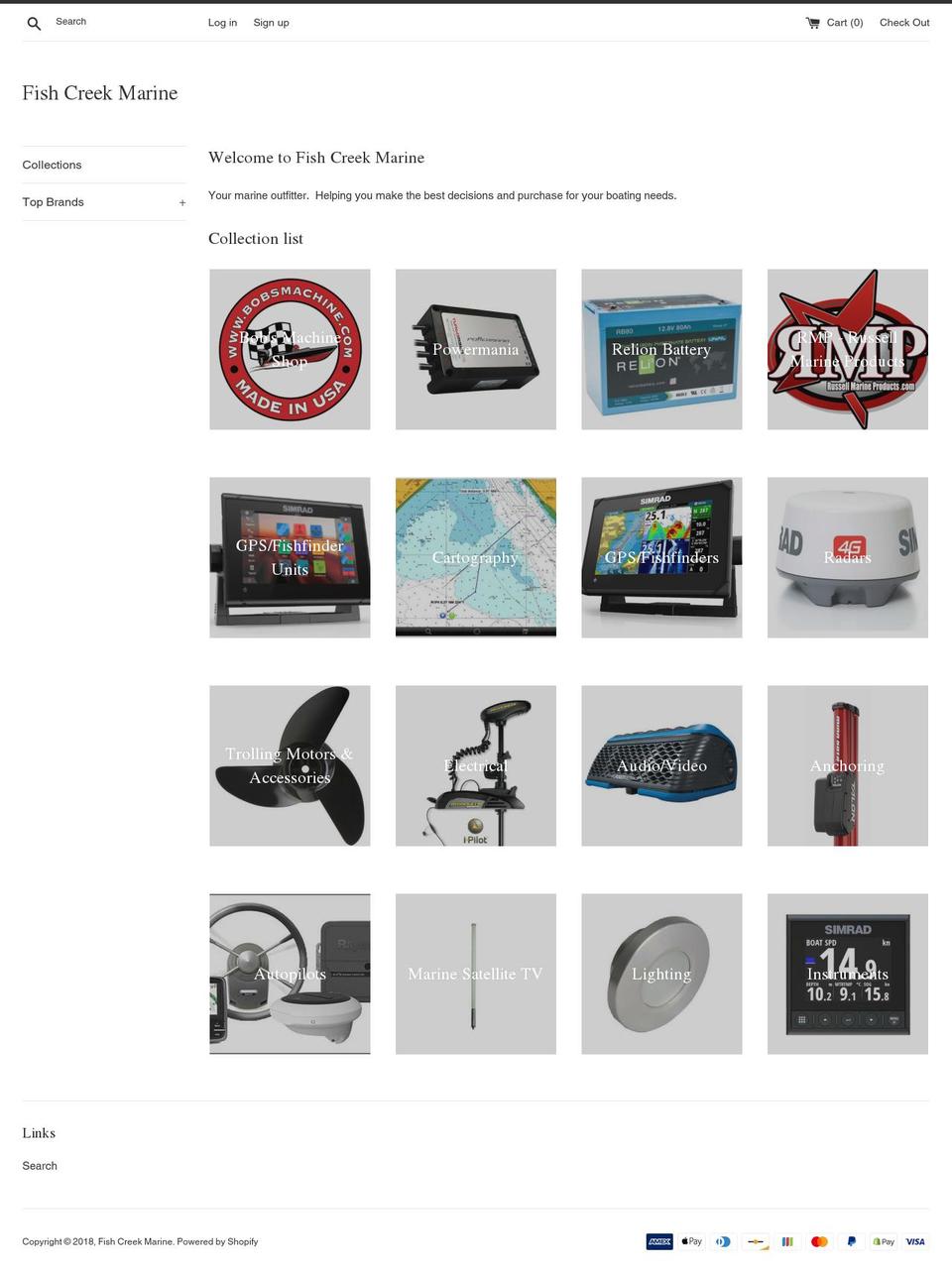 fishcreekmarine.com — Shopify storefront screenshot