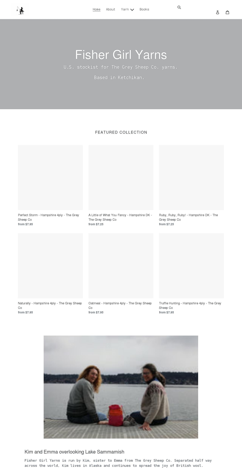 fishergirlyarns.com shopify website screenshot