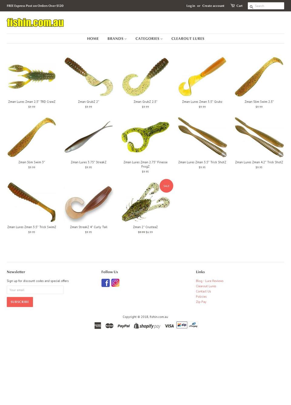 fishin.com.au shopify website screenshot