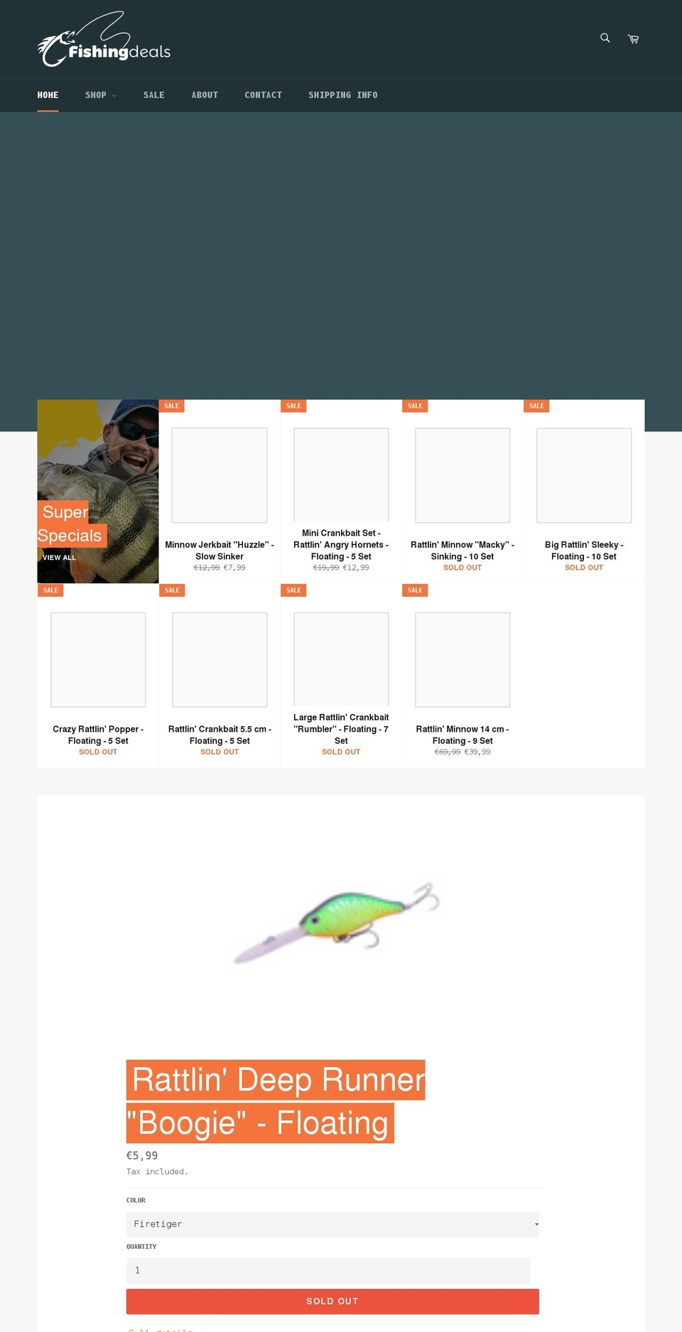 fishing-deals.com shopify website screenshot