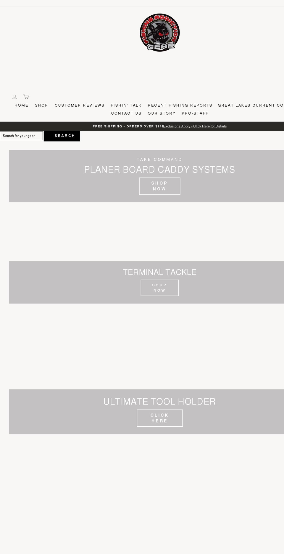 fishingaddictiongear.com shopify website screenshot