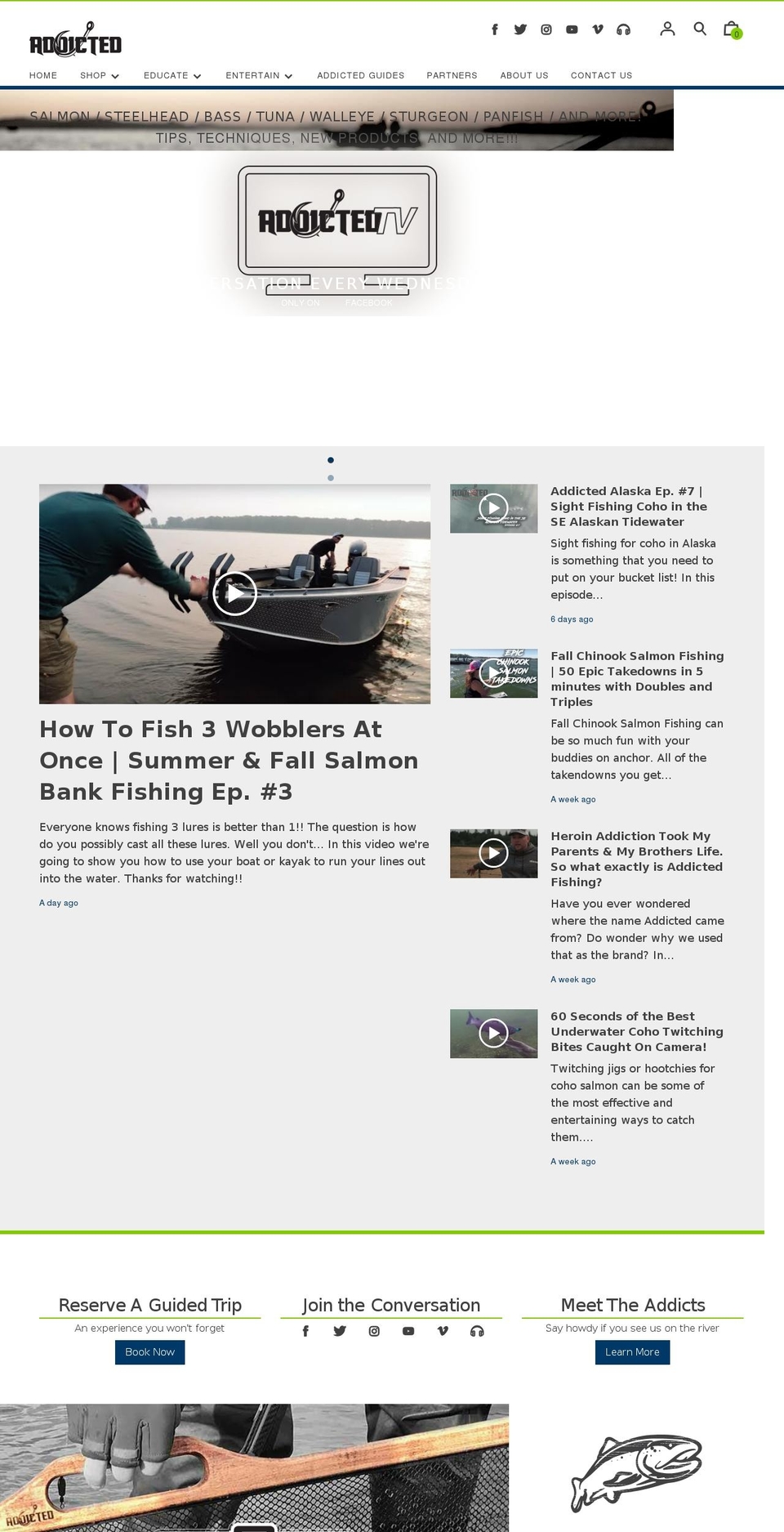 ADX v1.1 Shopify theme site example fishingaddictsnorthwest.com