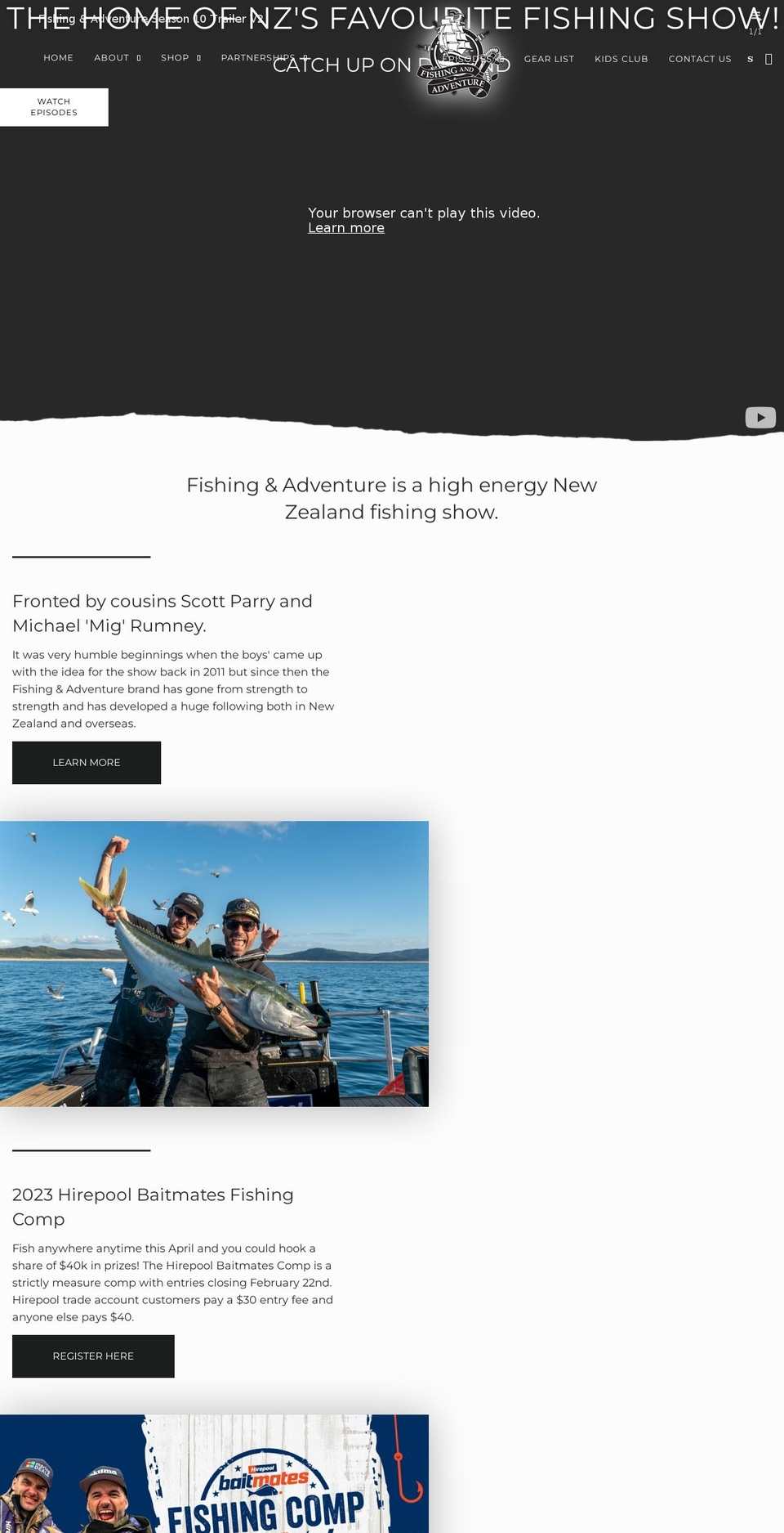 fishingandadventure.com — Shopify storefront screenshot