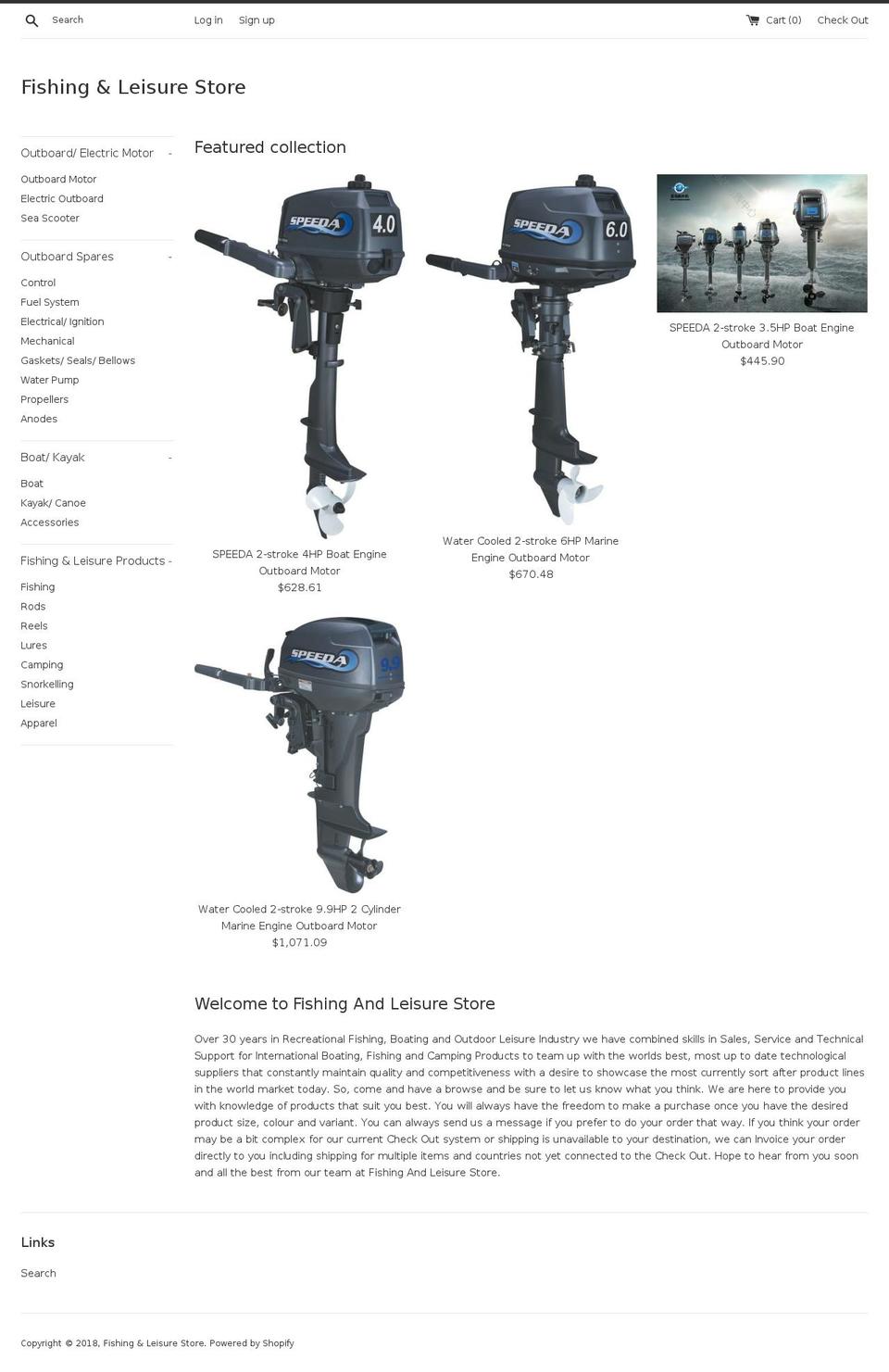 fishingandleisure.com — Shopify storefront screenshot