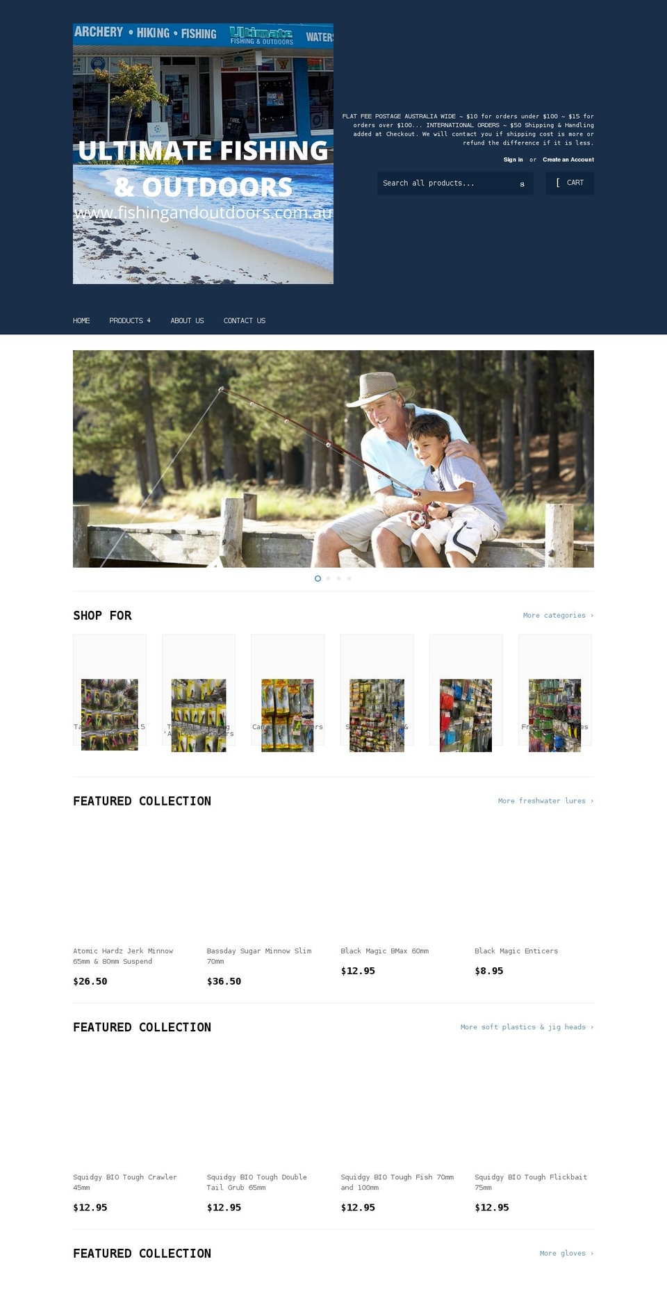 fishingandoutdoors.com.au shopify website screenshot