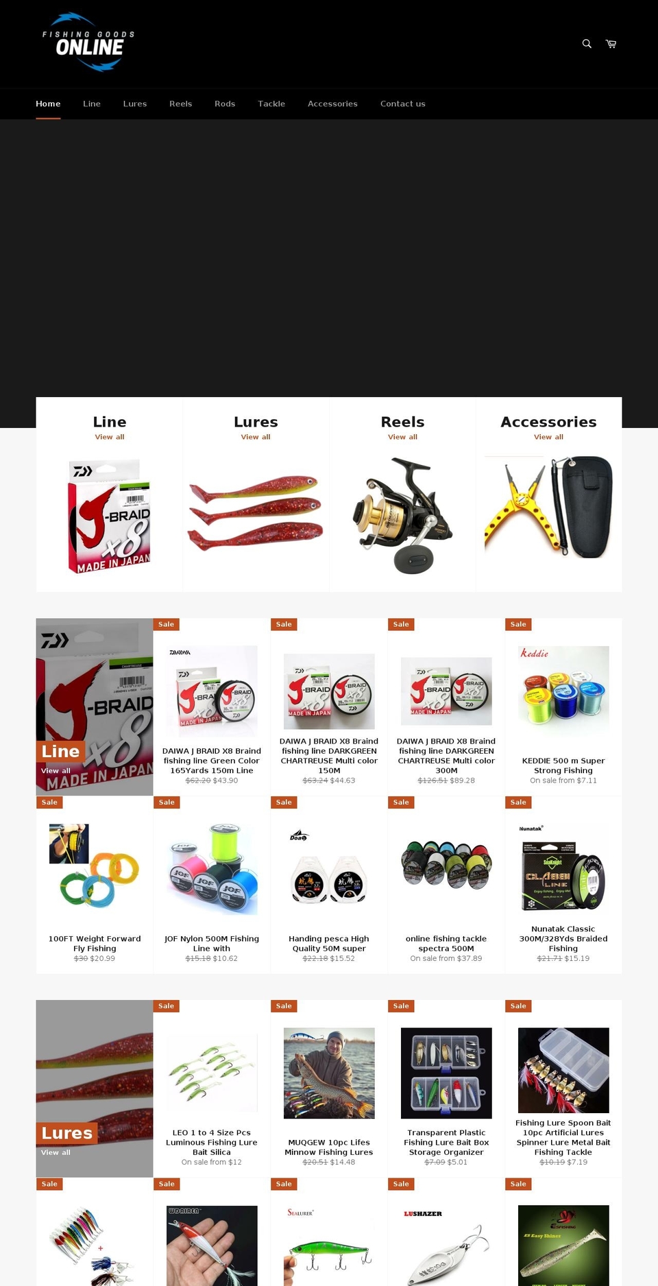 fishinggoodsonline.com — Shopify storefront screenshot