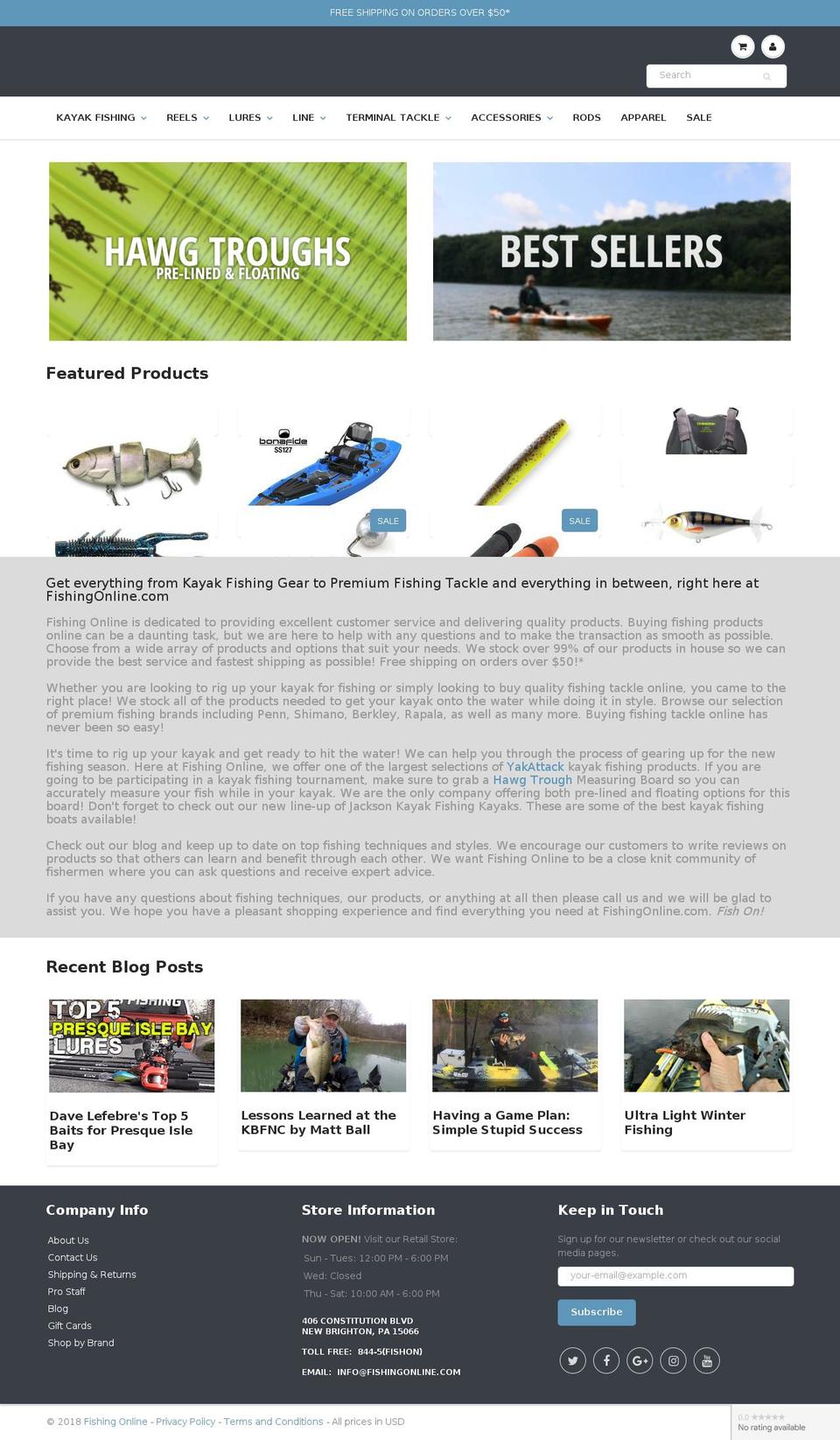 fishingonline.com — Shopify storefront screenshot