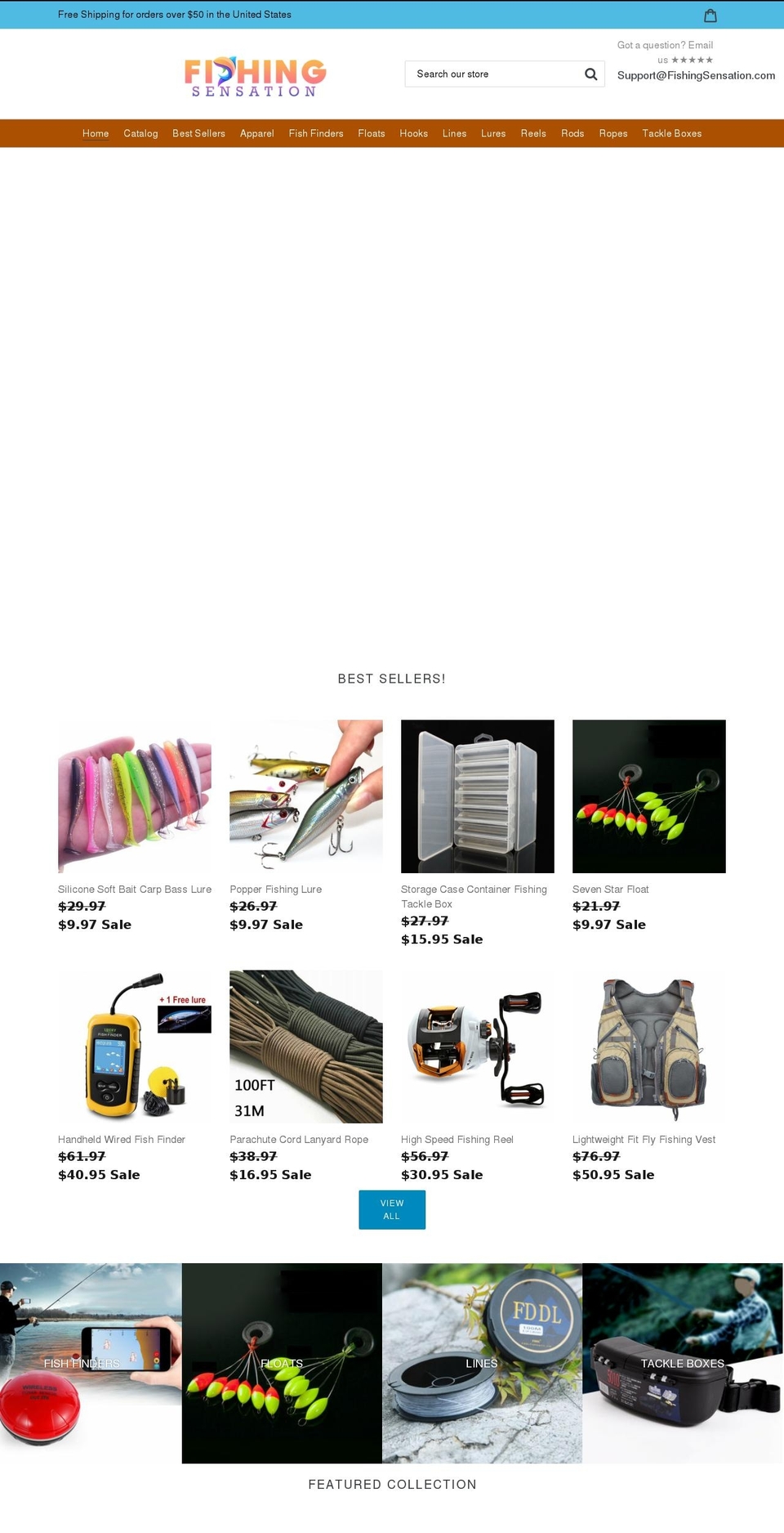 fishingsensation.com shopify website screenshot