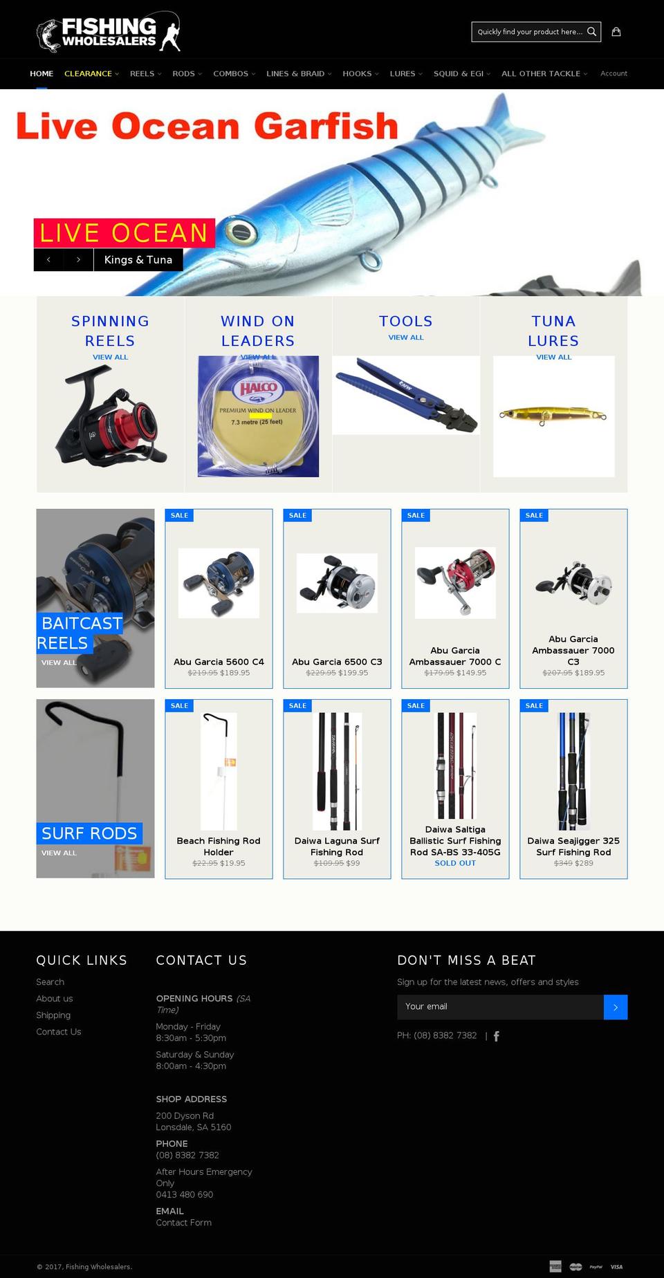 Wholesale Shopify theme site example fishingwholesalers.com.au