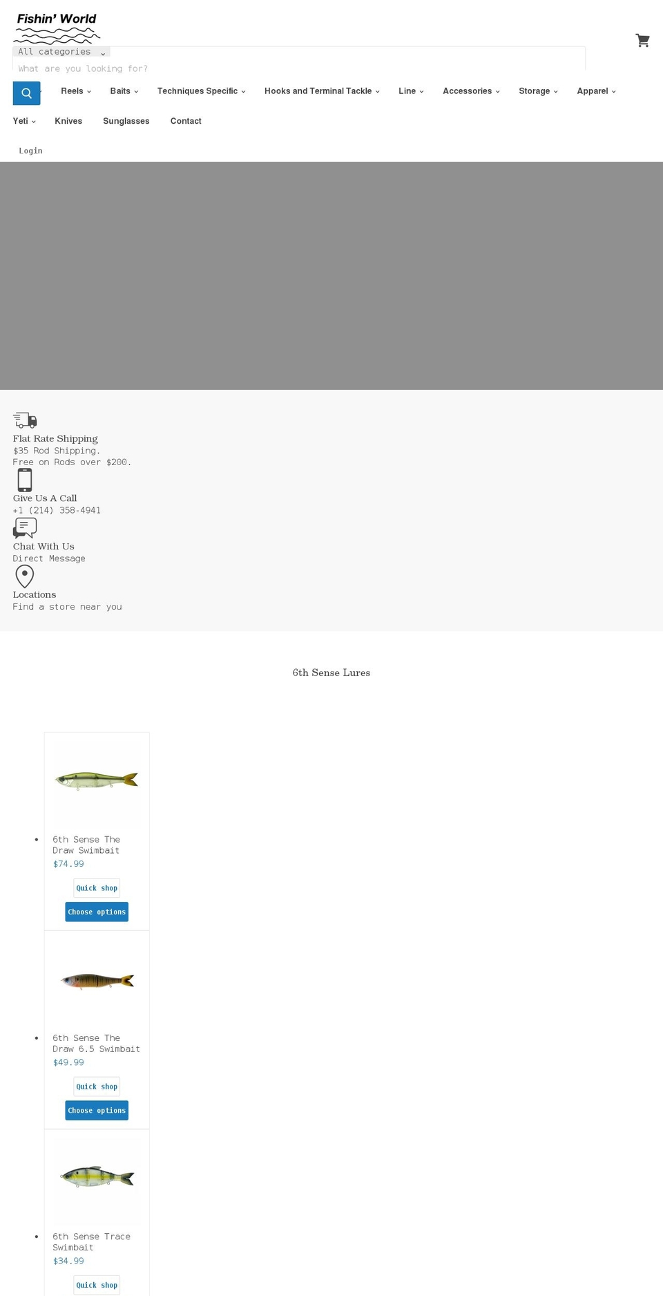 fishinworld.com shopify website screenshot