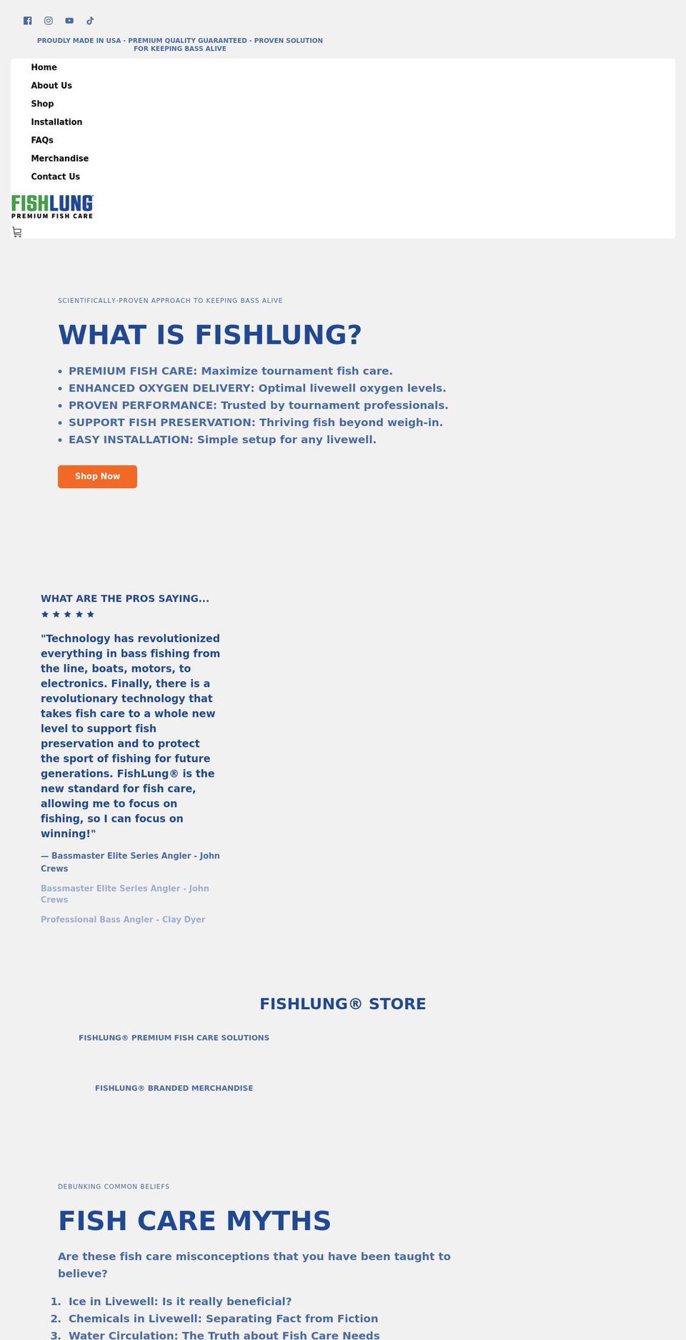 fishlung.com shopify website screenshot