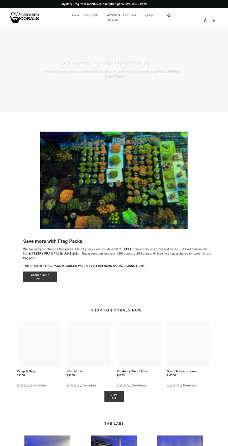 fishnerdcorals.com shopify website screenshot