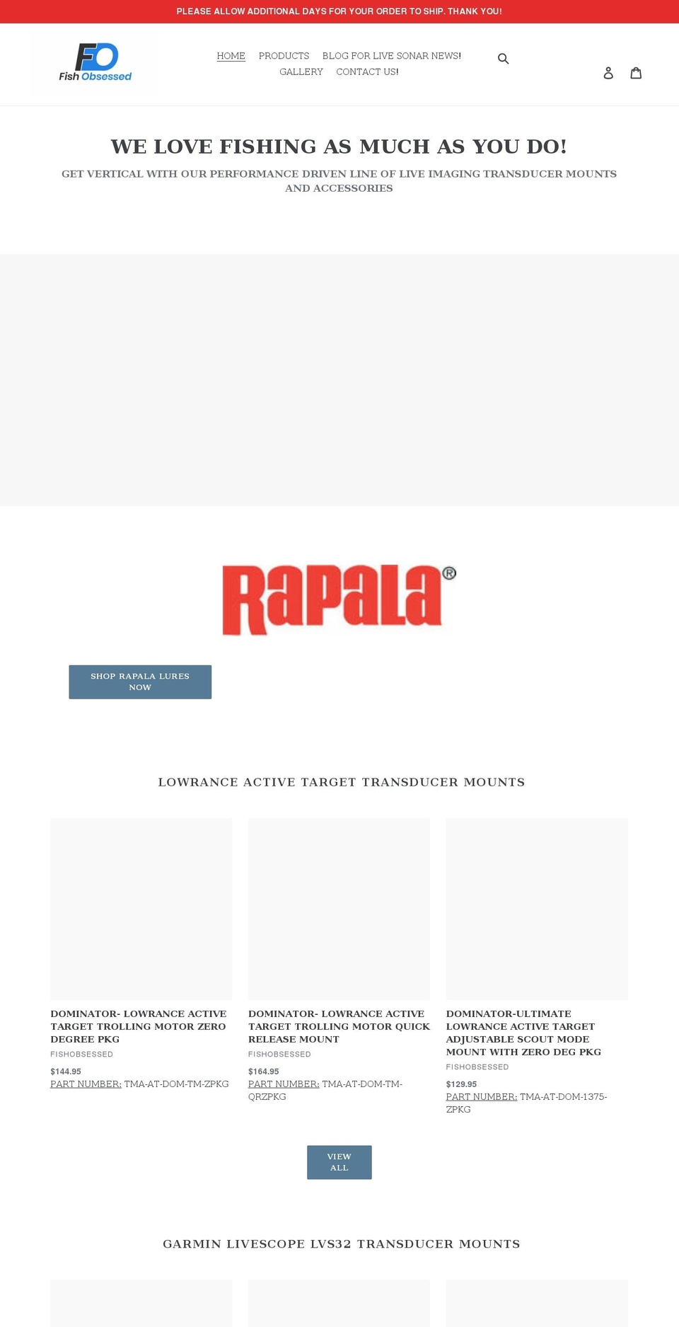 fishobsessed.com shopify website screenshot
