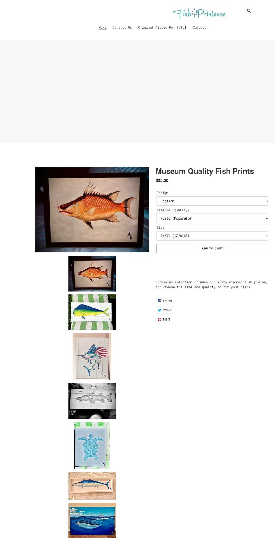 fishprintsess.com shopify website screenshot