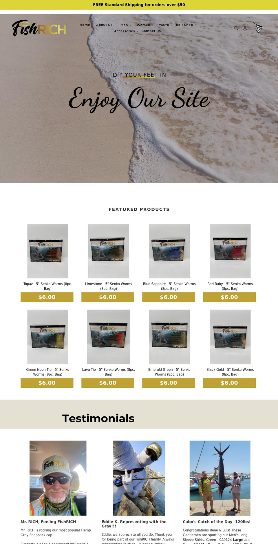 fishrich.com shopify website screenshot