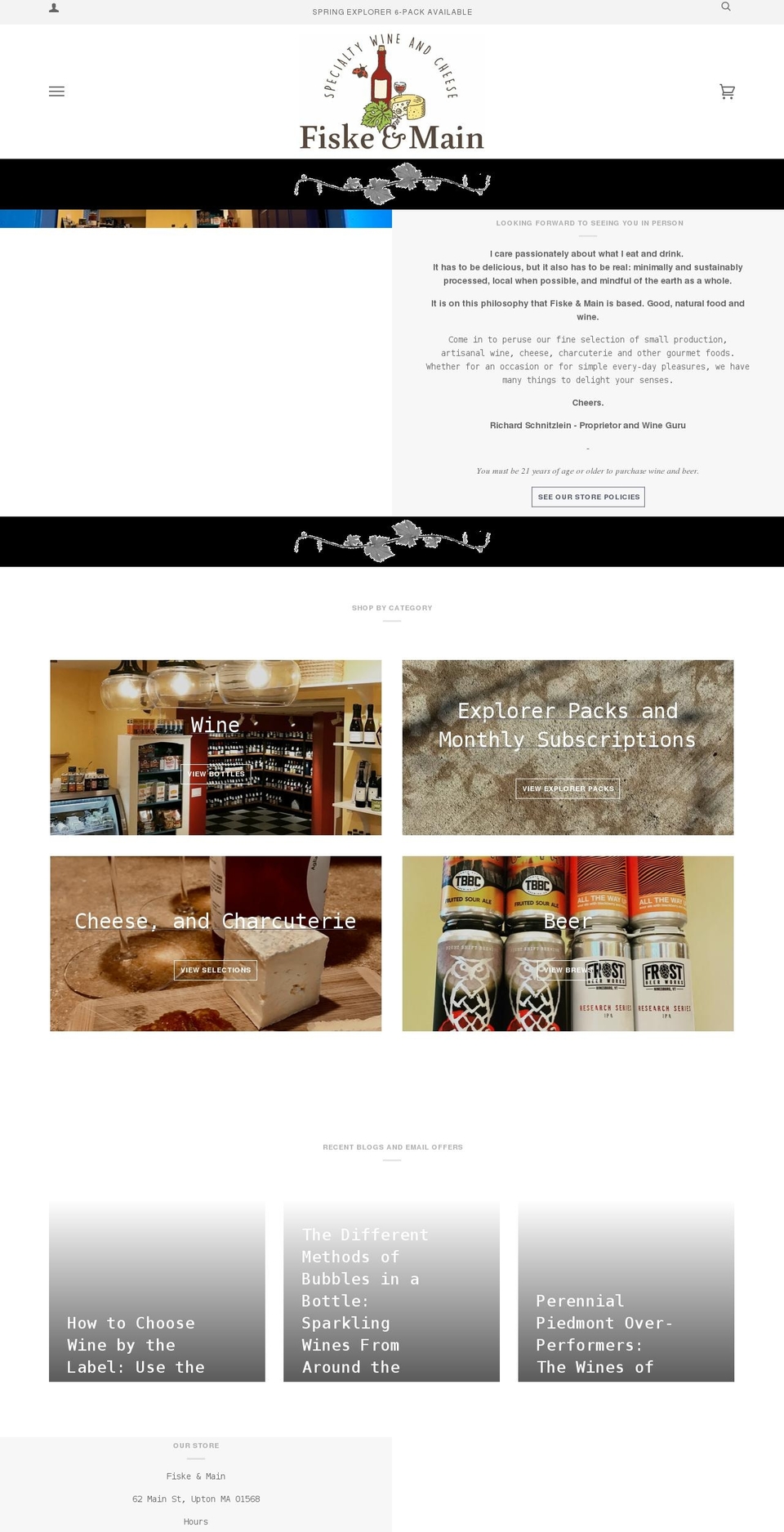 fiskeandmainwine.com shopify website screenshot