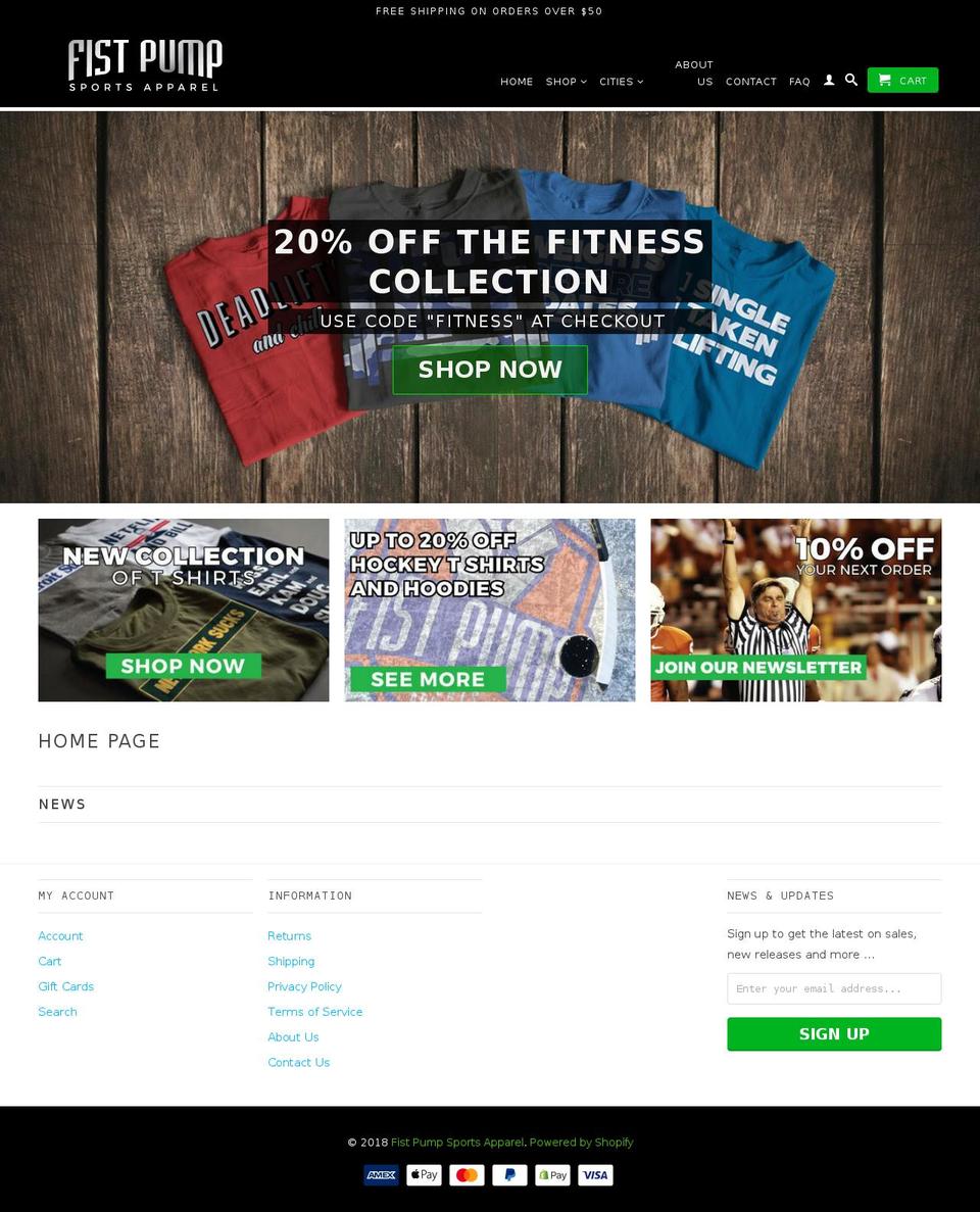 fistpumpapparel.com — Shopify storefront screenshot