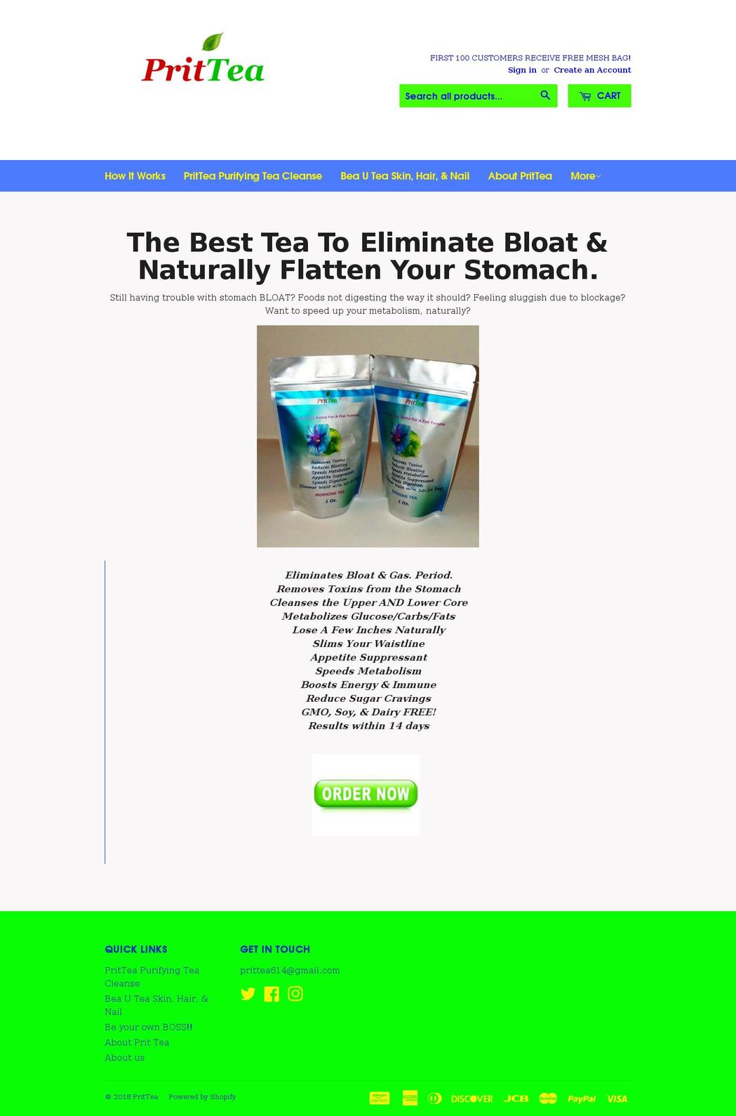 fit2tea.com shopify website screenshot