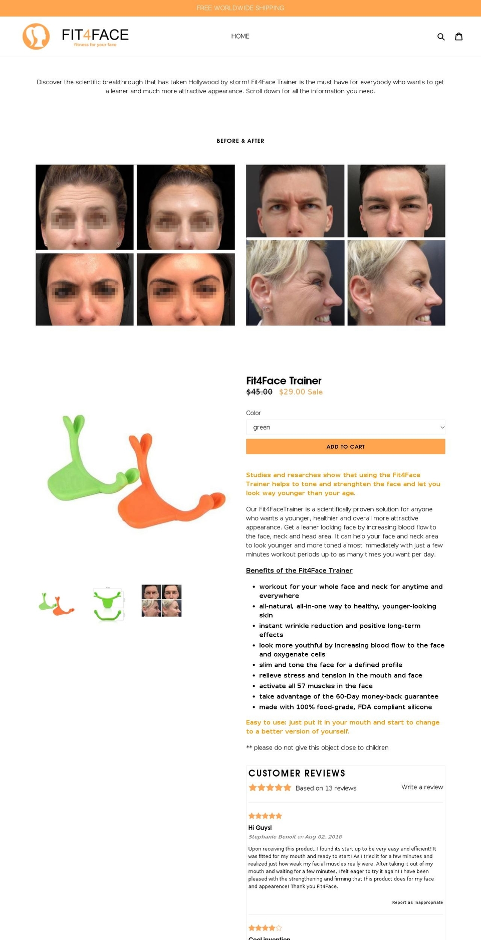 fit4face.com shopify website screenshot