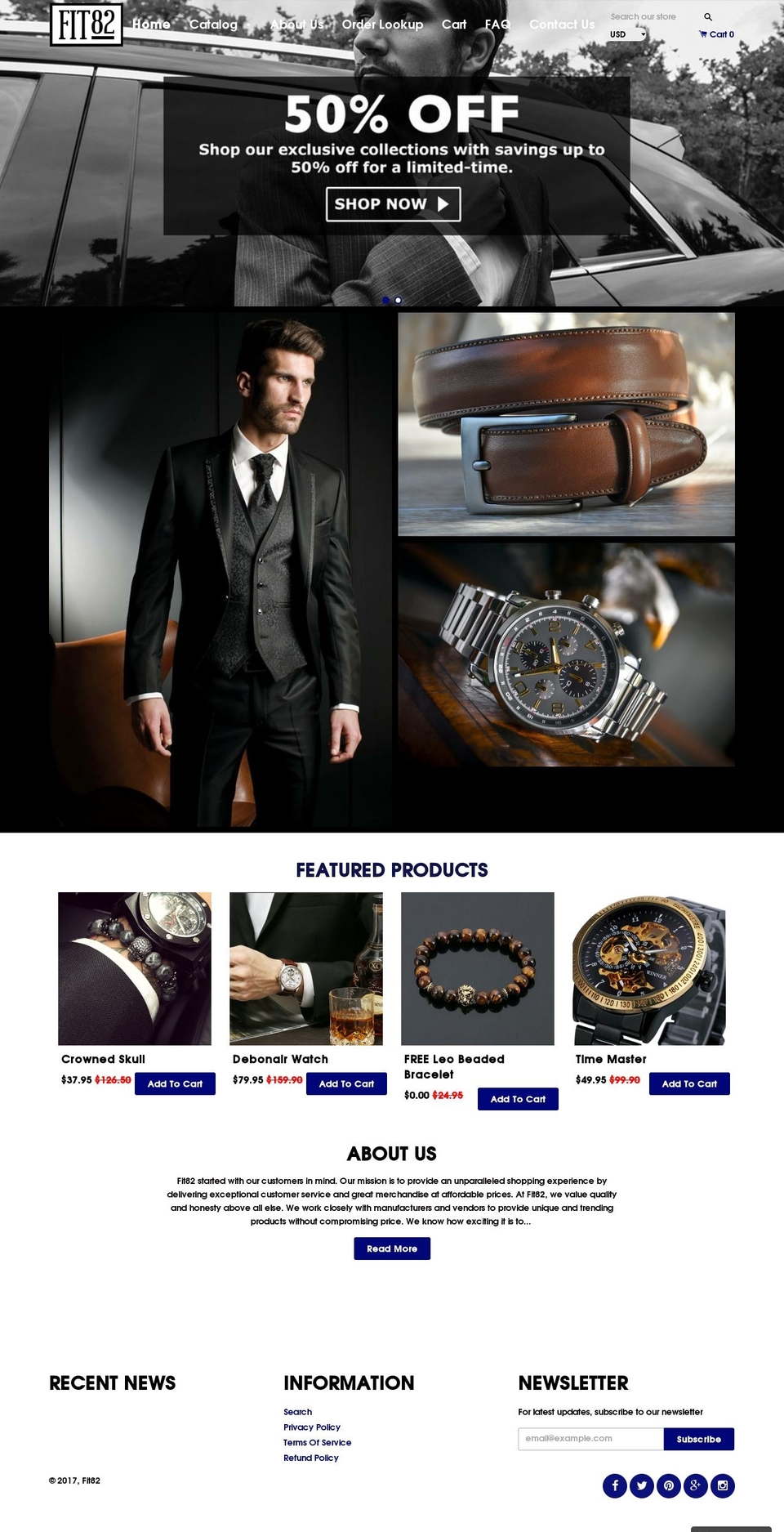 Gentlemen Shopify theme site example fit82.com