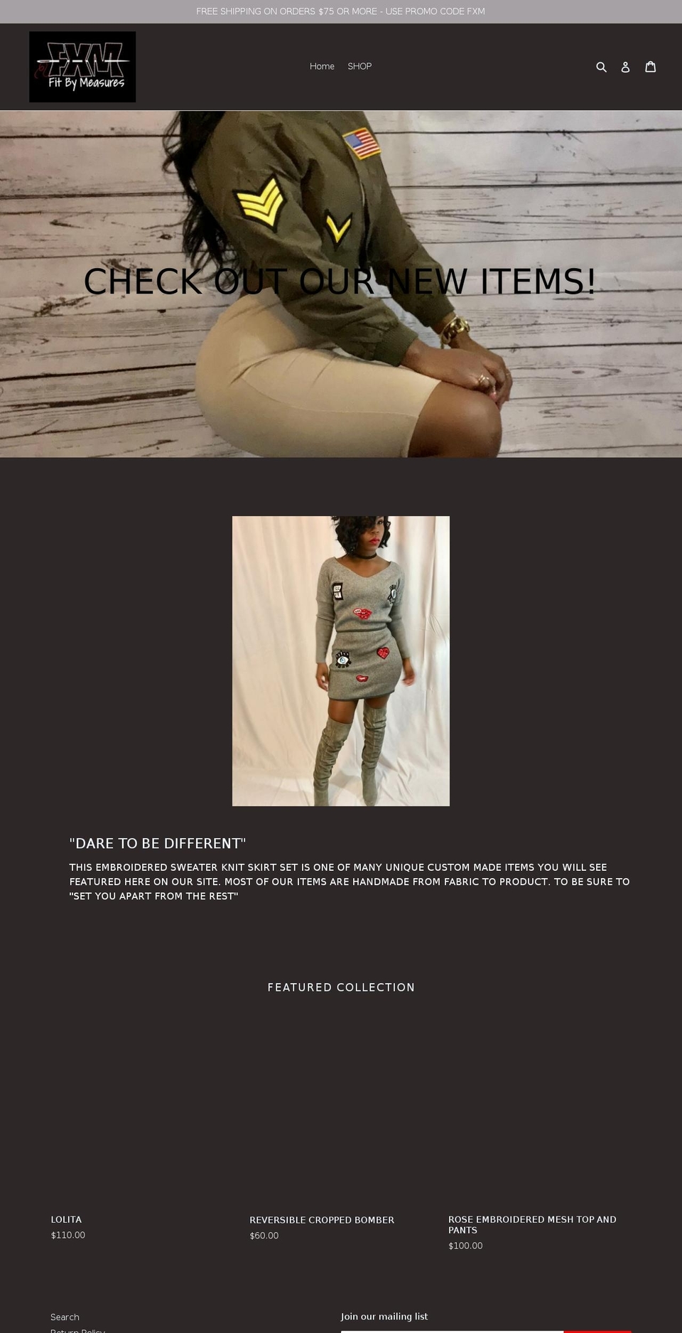 fitbymeasures.com — Shopify storefront screenshot