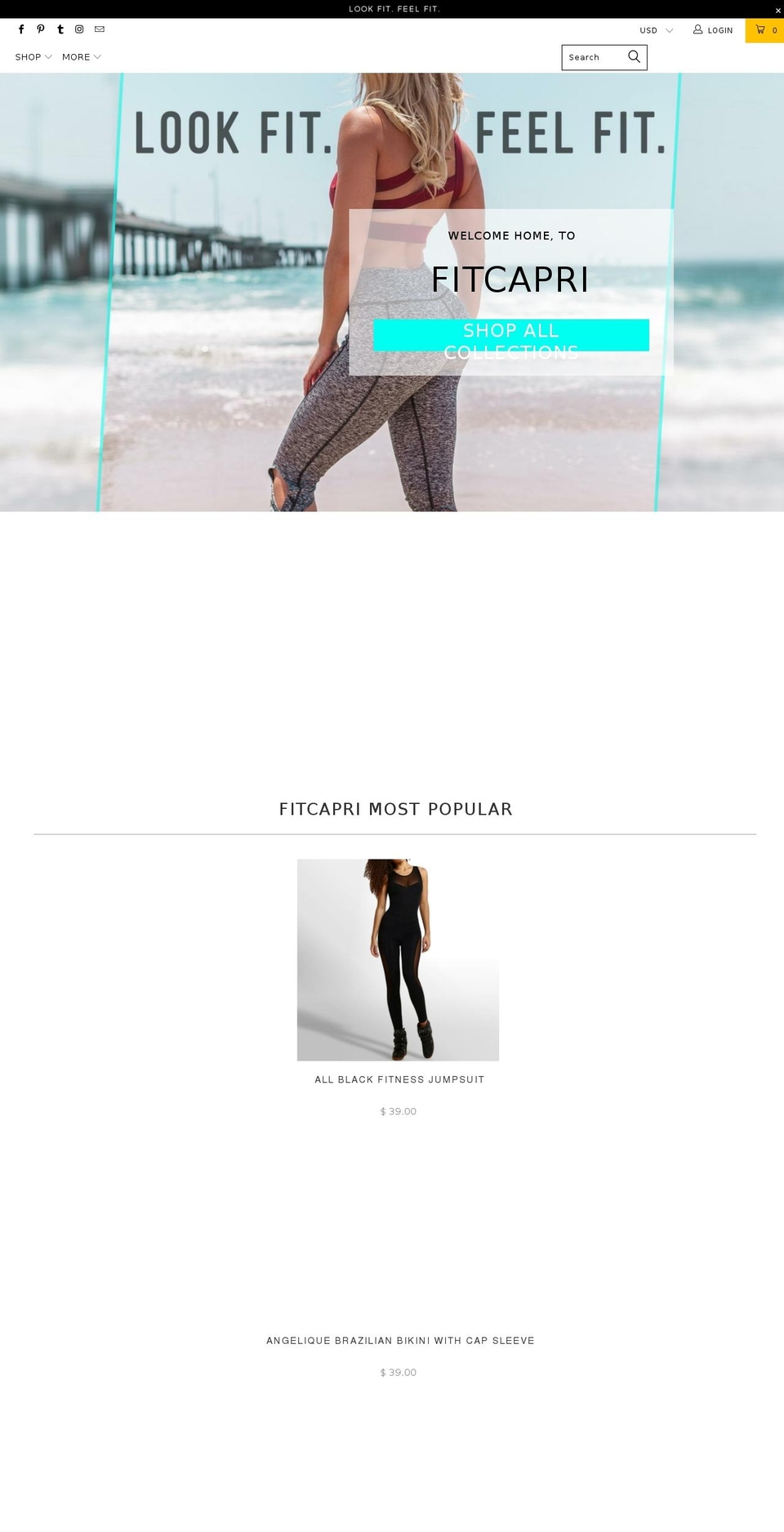 fitcapri.com — Shopify storefront screenshot