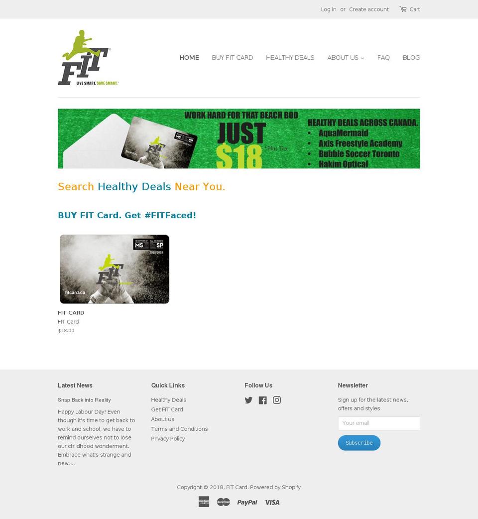 fitcard.ca shopify website screenshot