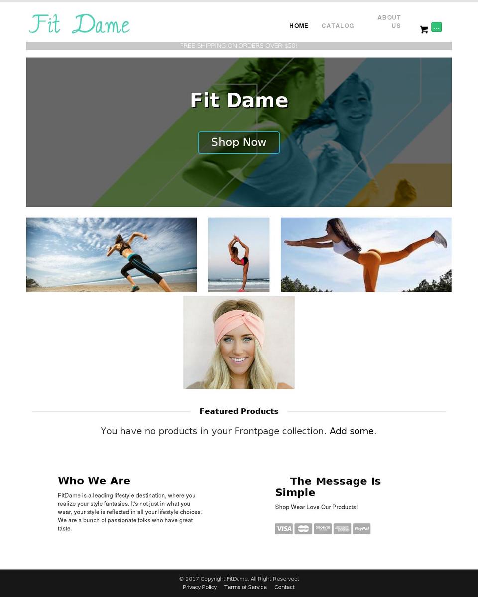 fitdame.com shopify website screenshot