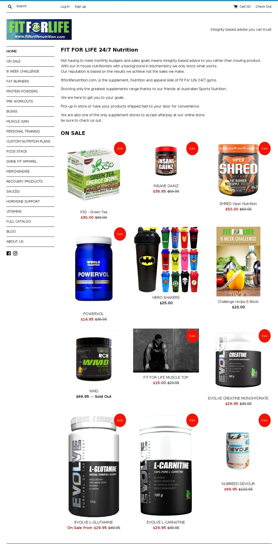 fitforlifenutrition.com — Shopify storefront screenshot