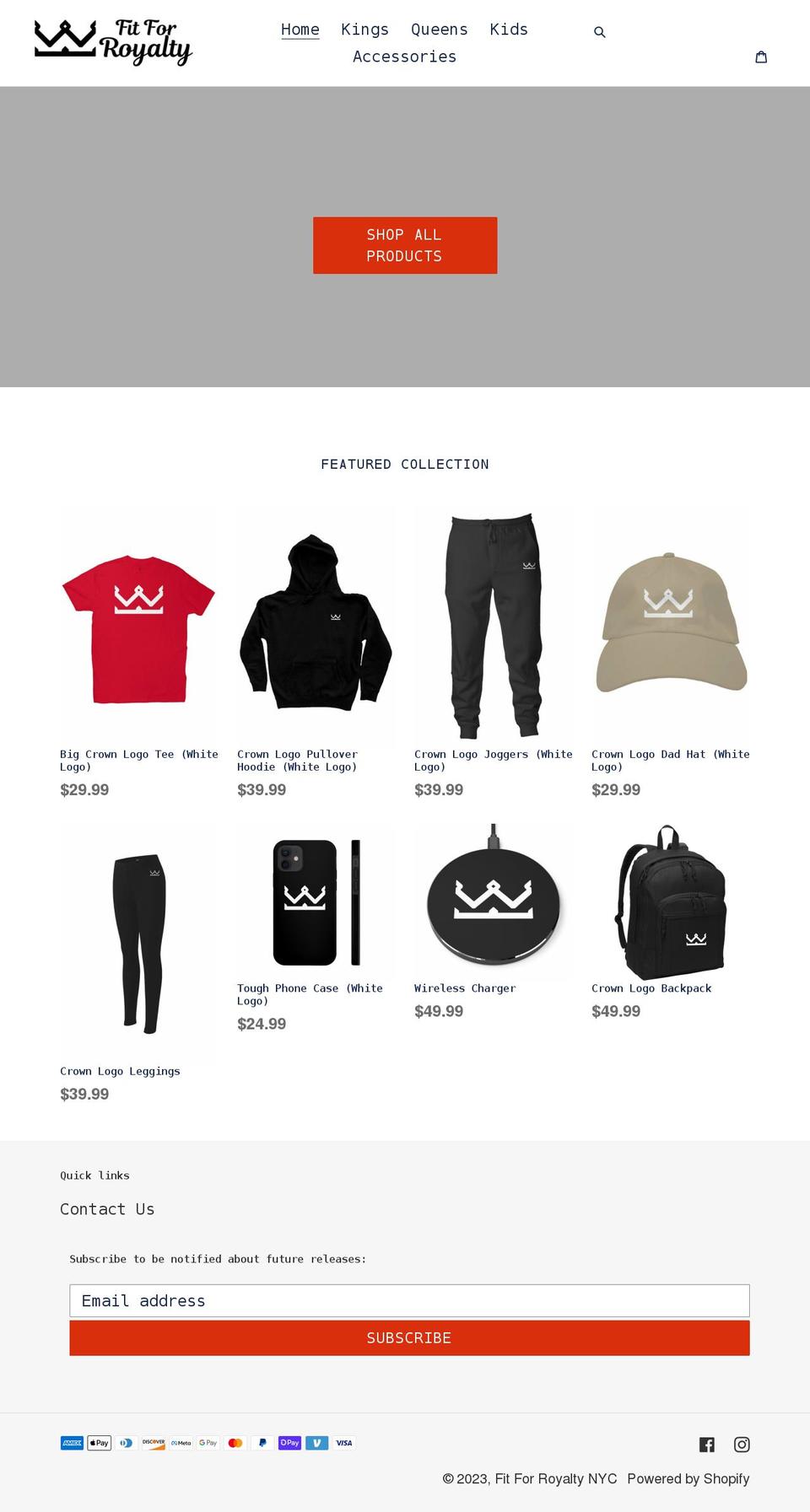 fitforroyalty.com shopify website screenshot