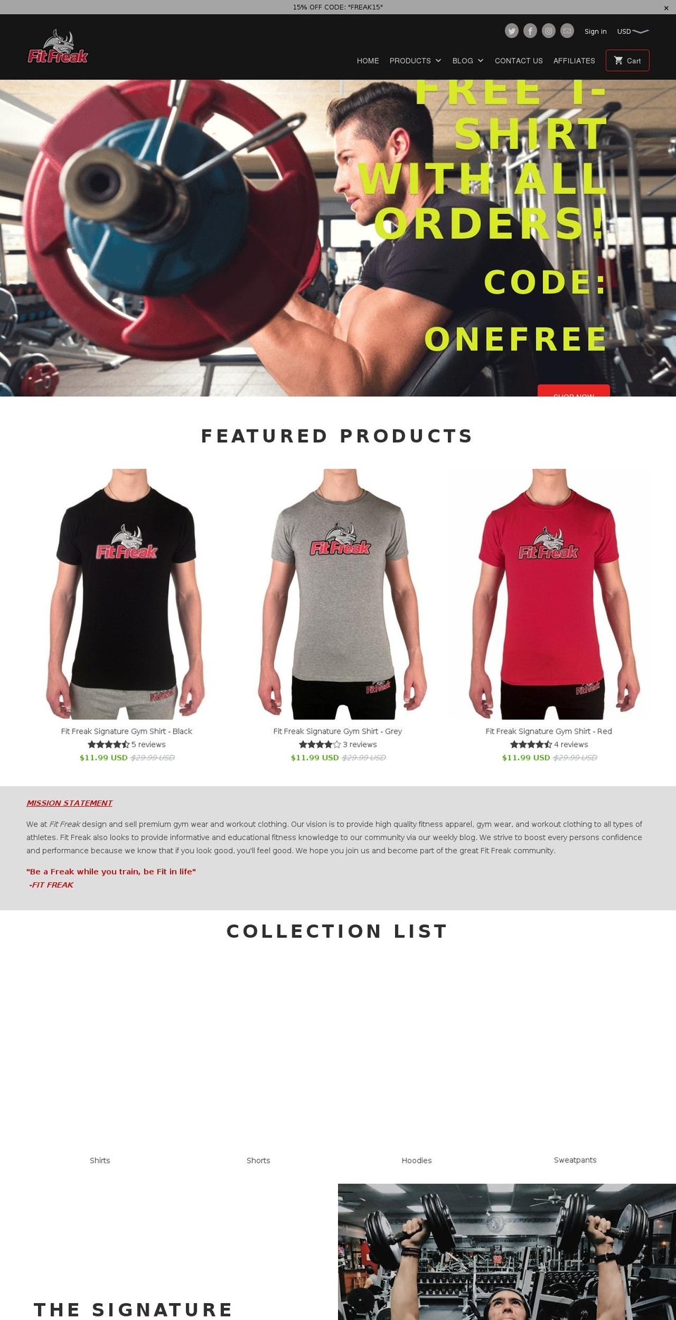 fitfreakofficial.com — Shopify storefront screenshot