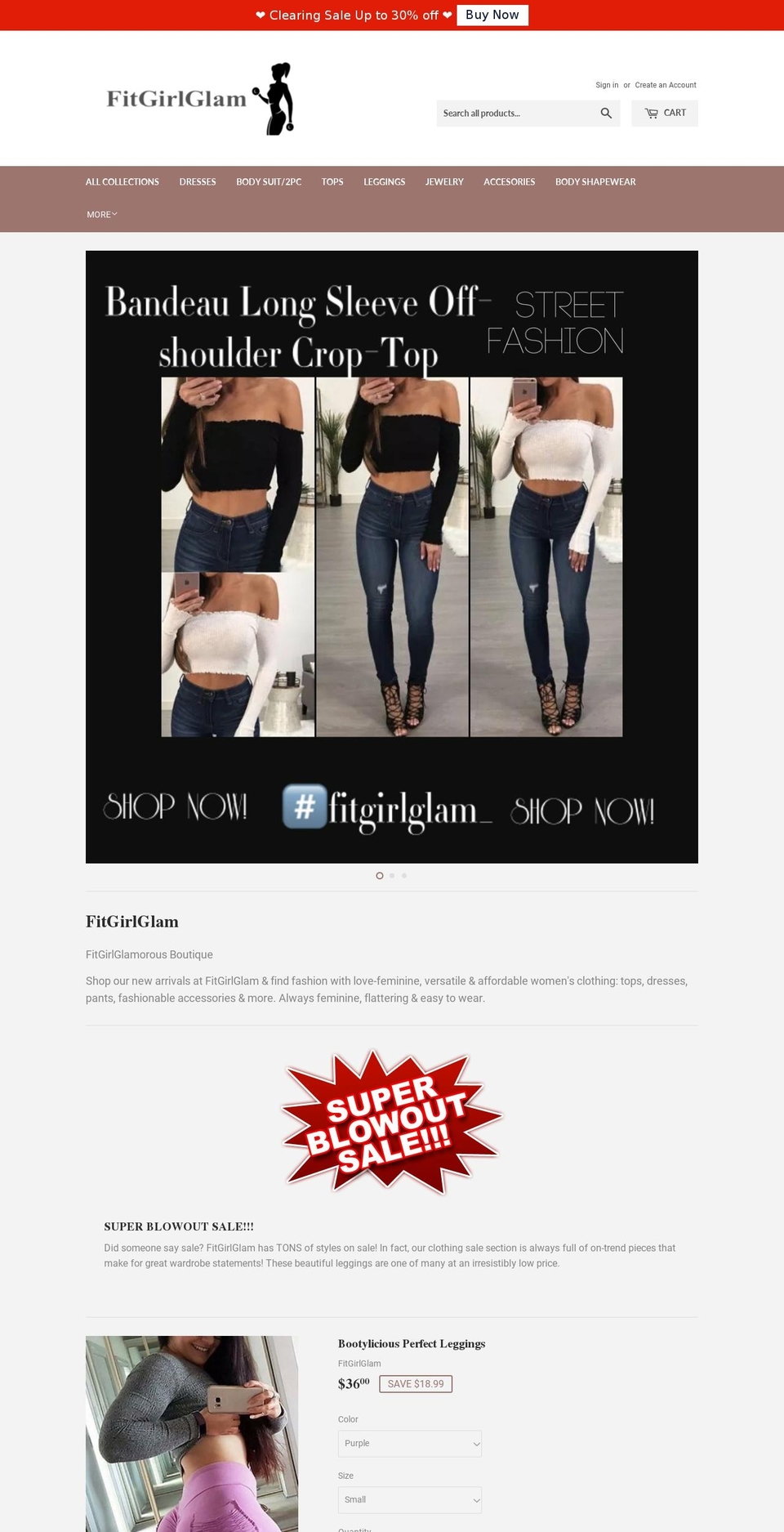 fitgirlglam.com — Shopify storefront screenshot