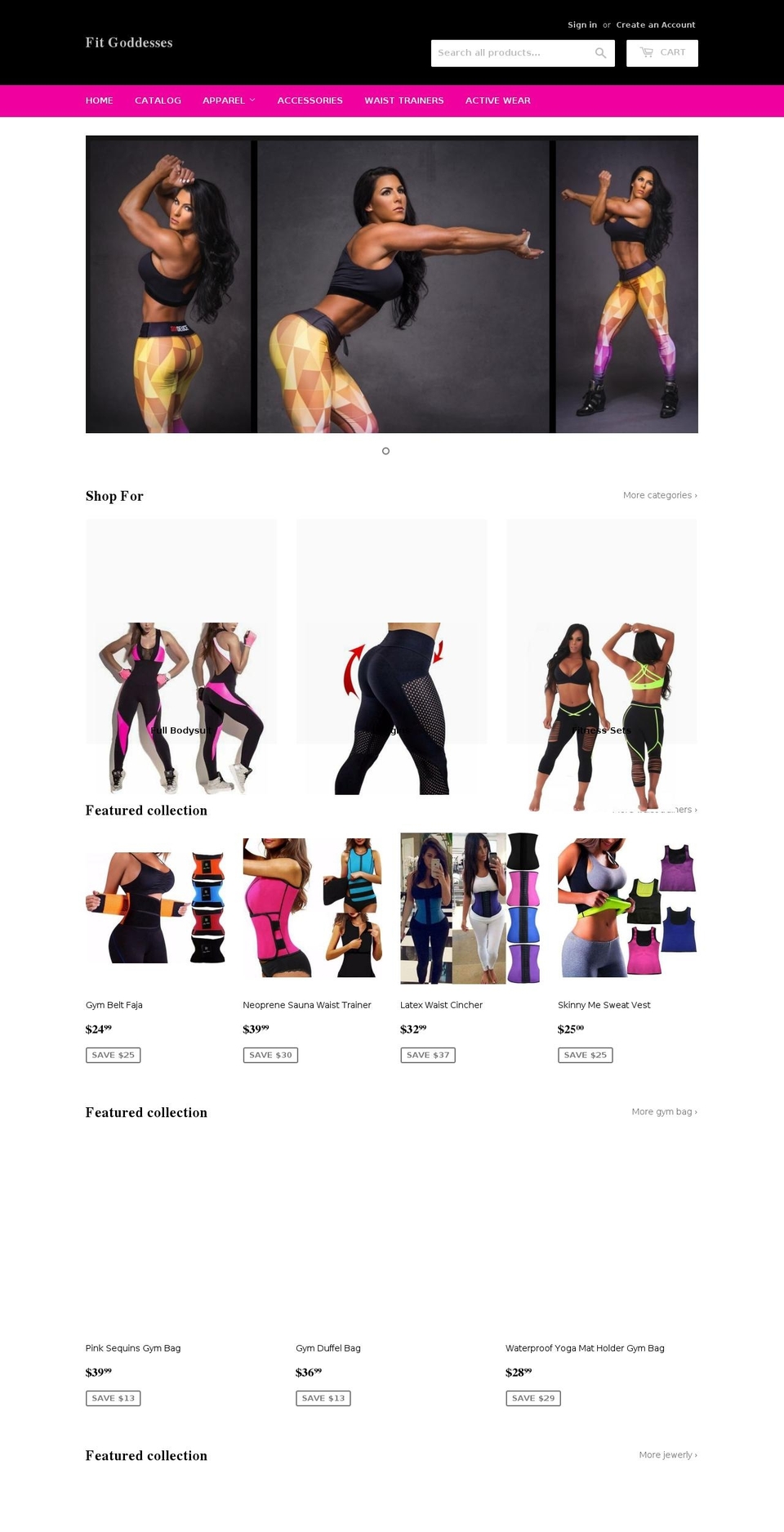 fitgoddesses.com — Shopify storefront screenshot