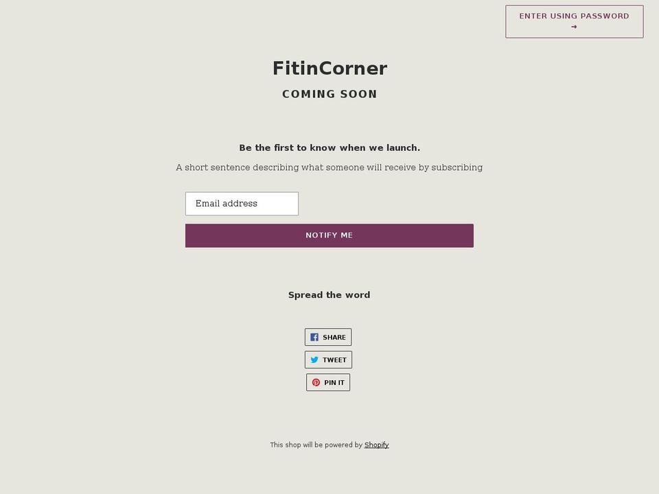 fitincorner.com shopify website screenshot