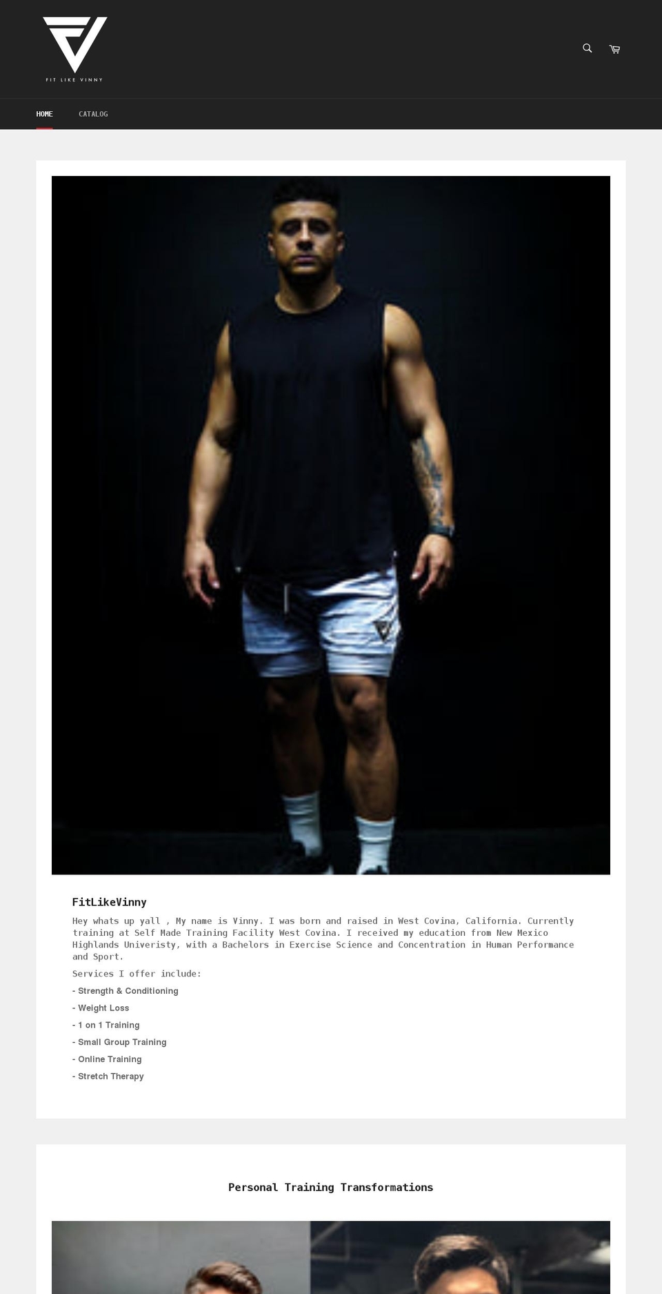 fitlikevinny.com shopify website screenshot