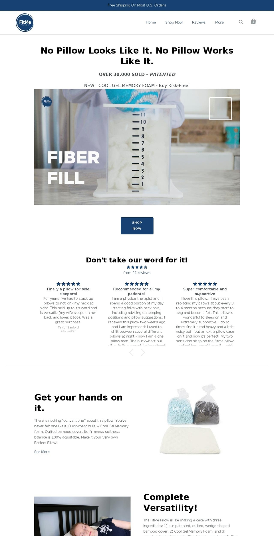 fitmepillow.com shopify website screenshot